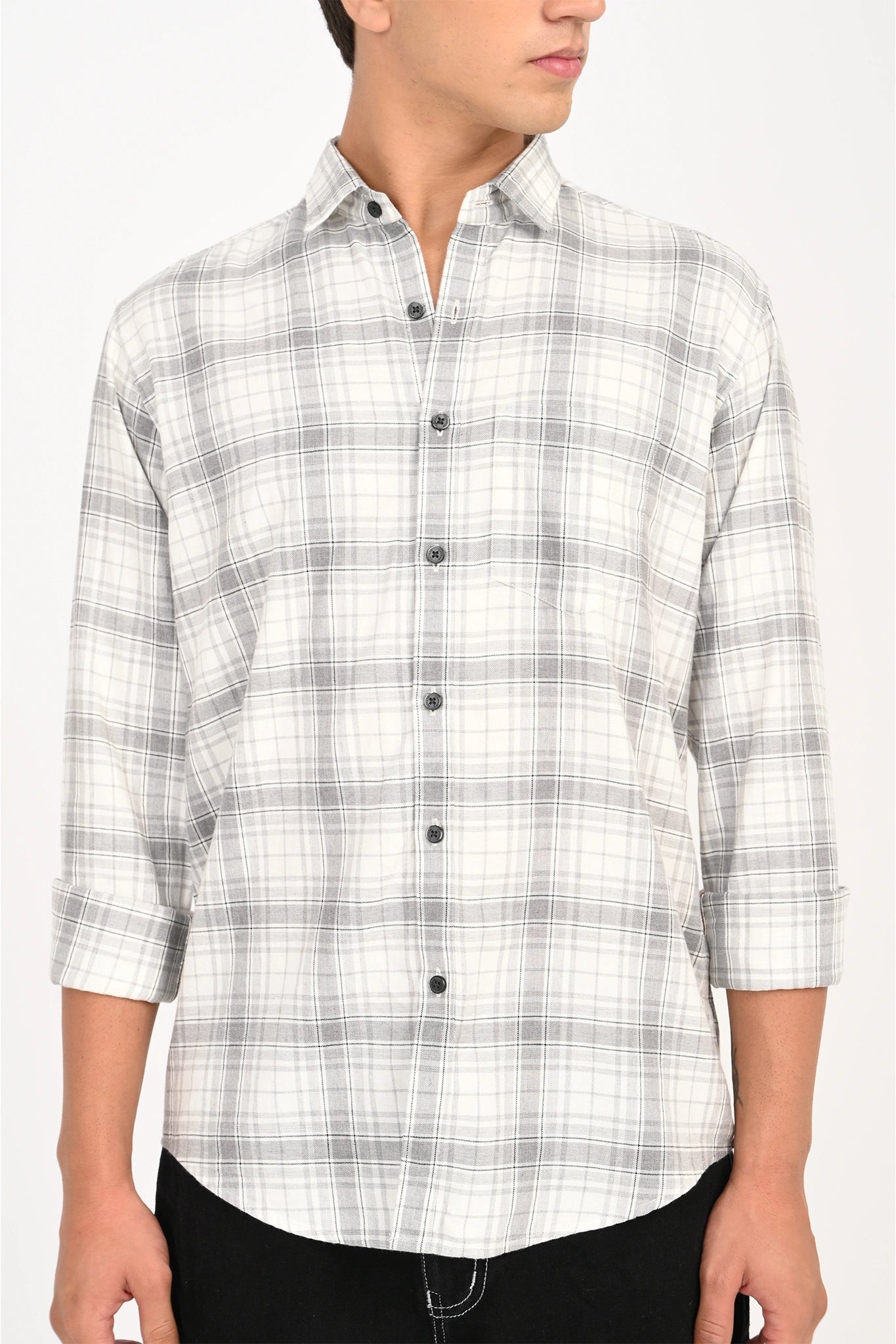 HALF WHITE CHECKED SHIRT