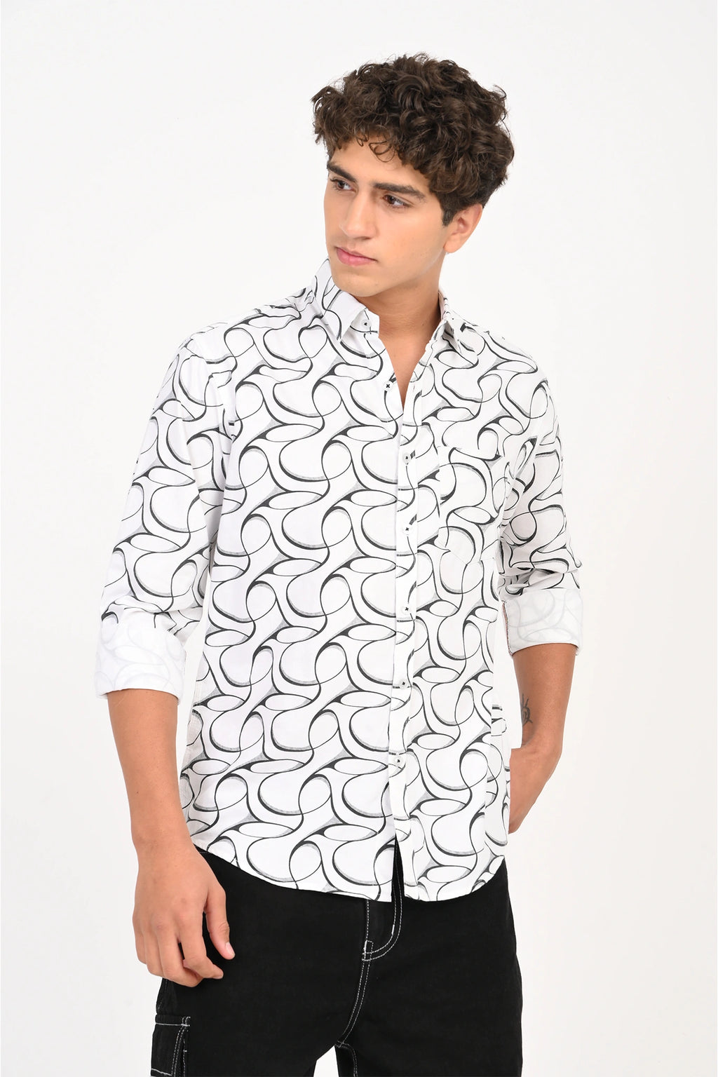 OXFORD COTTON WHITE COLOR PRINTED SHIRT