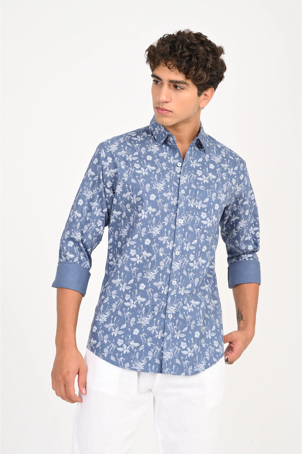 OXFORD COTTON BLUE COLOR PRINTED SHIRT