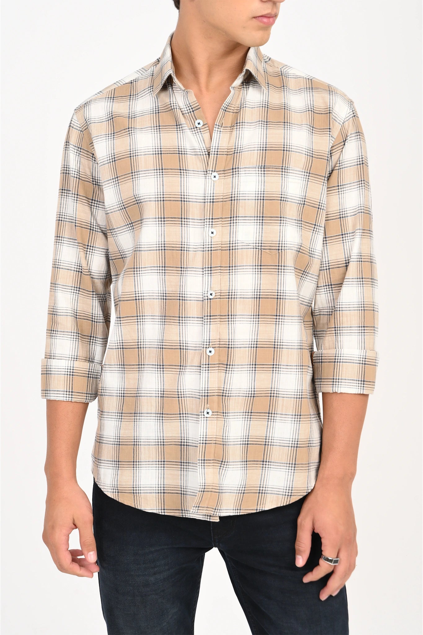 LIGHT MUSTARD COLOR CHECKED SHIRT