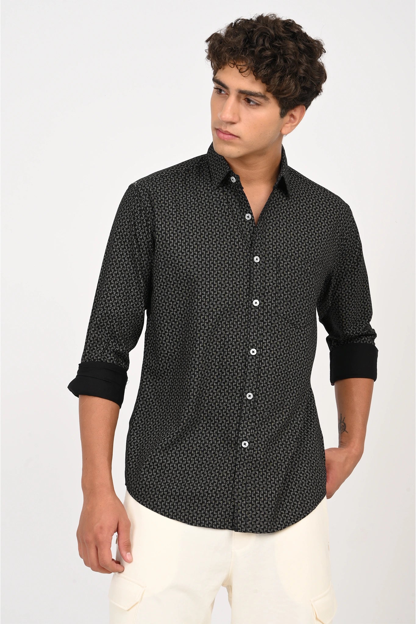 OXFORD COTTON ABSTRACT PRINTED SHIRT