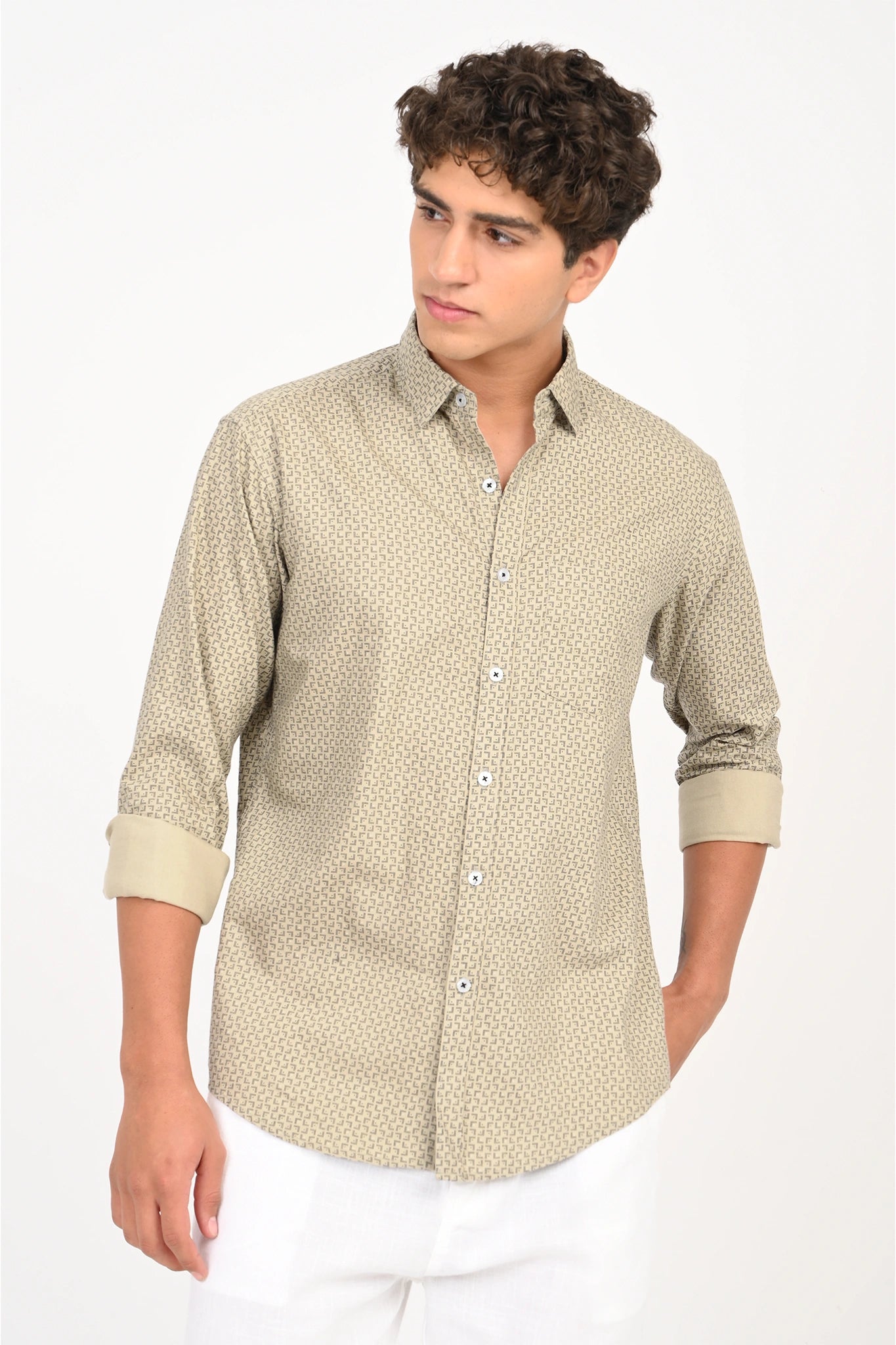 OXFORD COTTON ABSTRACT PRINTED SHIRT