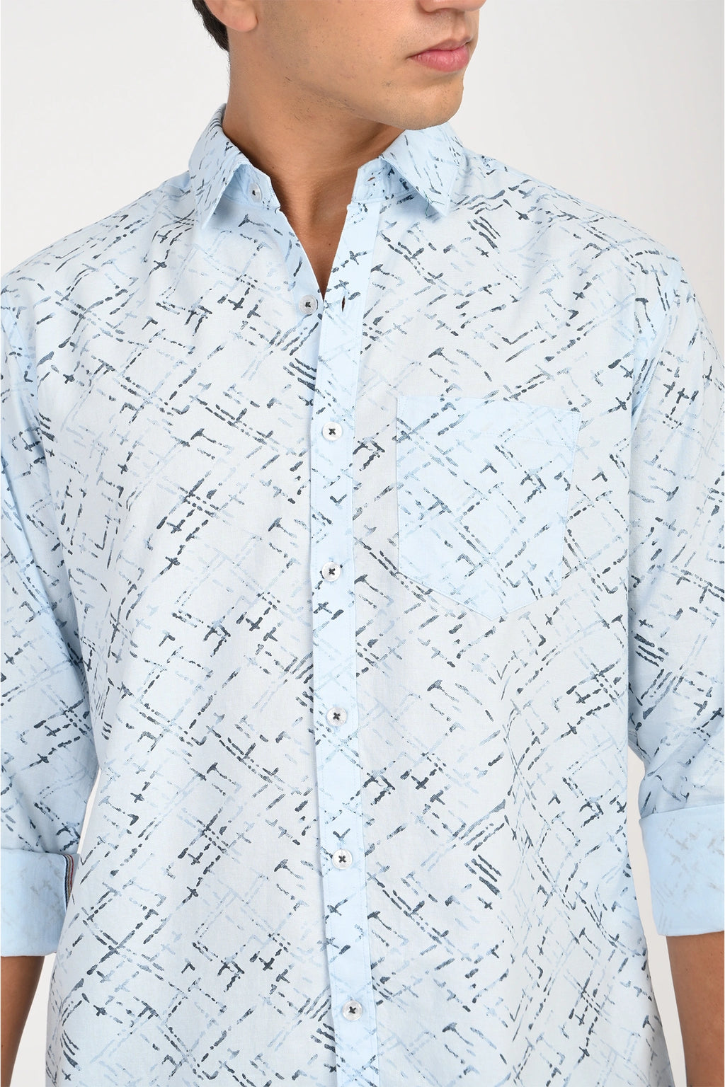 OXFORD COTTON SKY BLUE COLOR PRINTED SHIRT