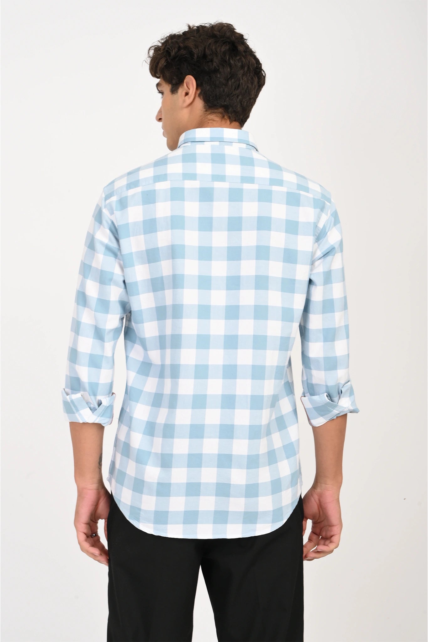 OXFORD SKY BLUE COLOR CHECKED SHIRT