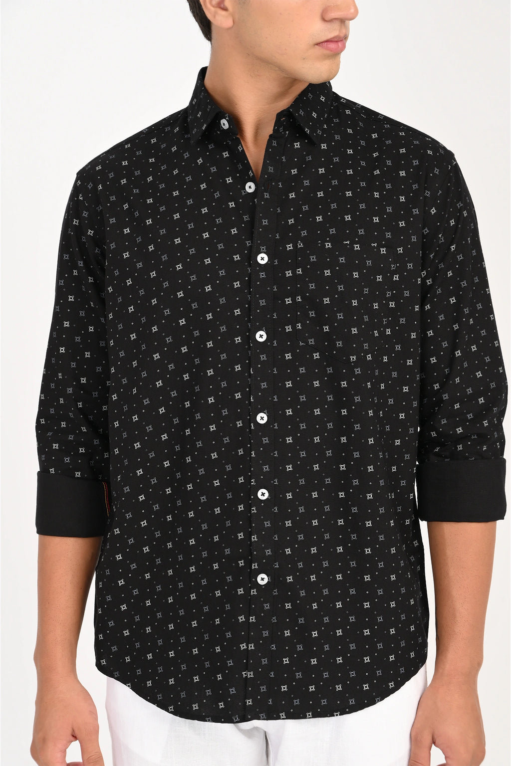 OXFORD COTTON BLACK PRINTED SHIRT
