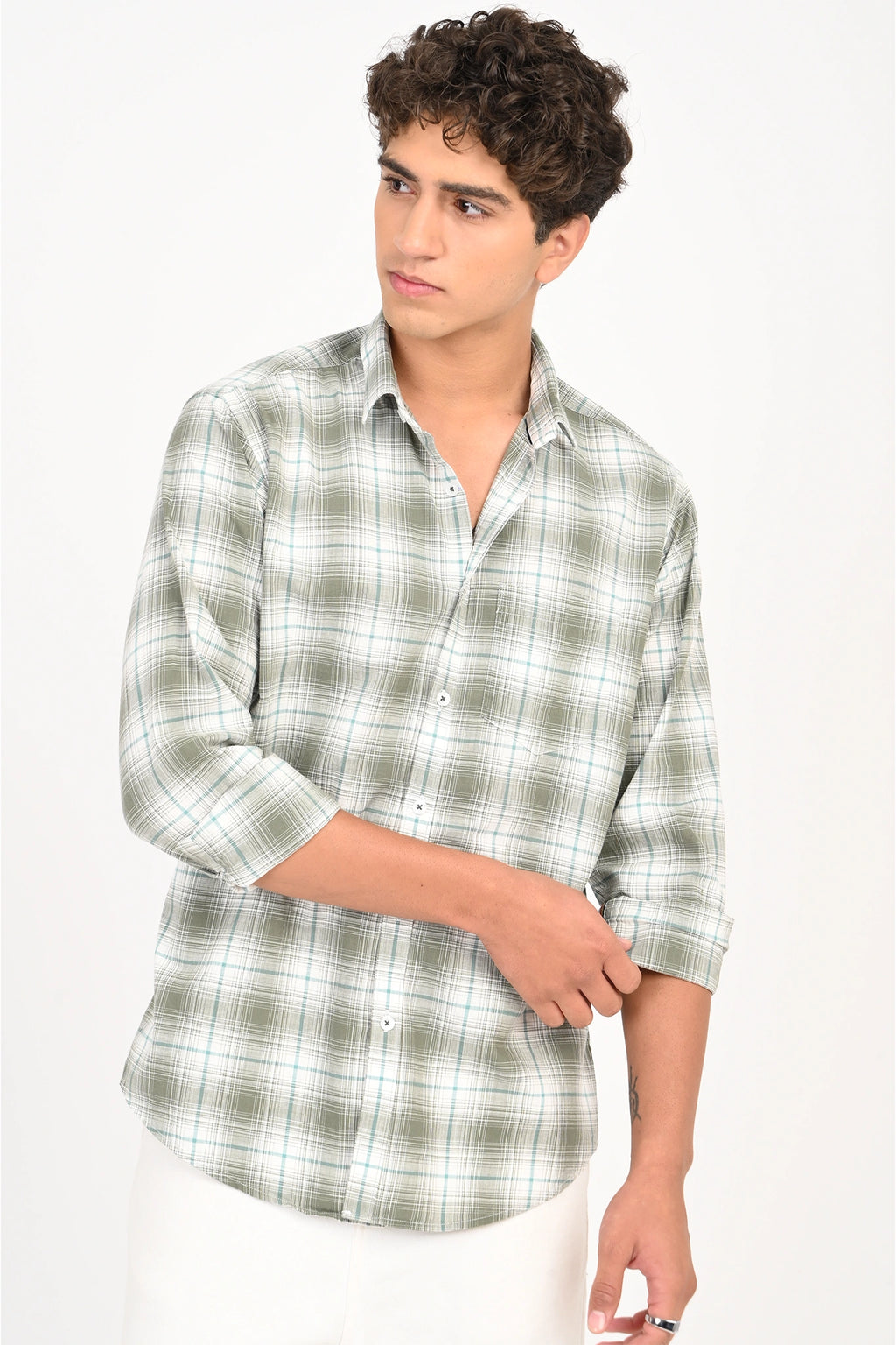 GREEN COLOR CHECKED SHIRT