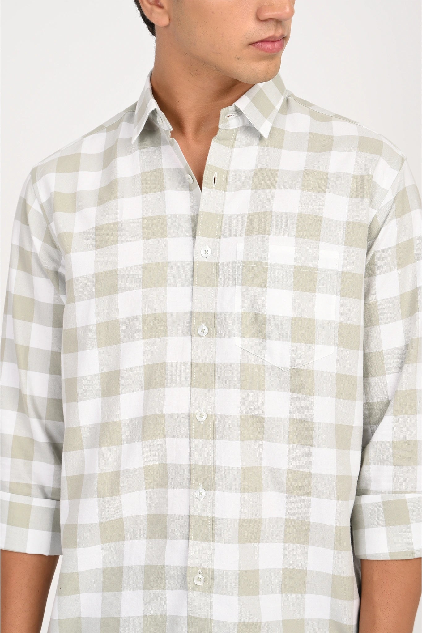 OXFORD COTTON LIGHT BROWN COLOR CHECKED SHIRT