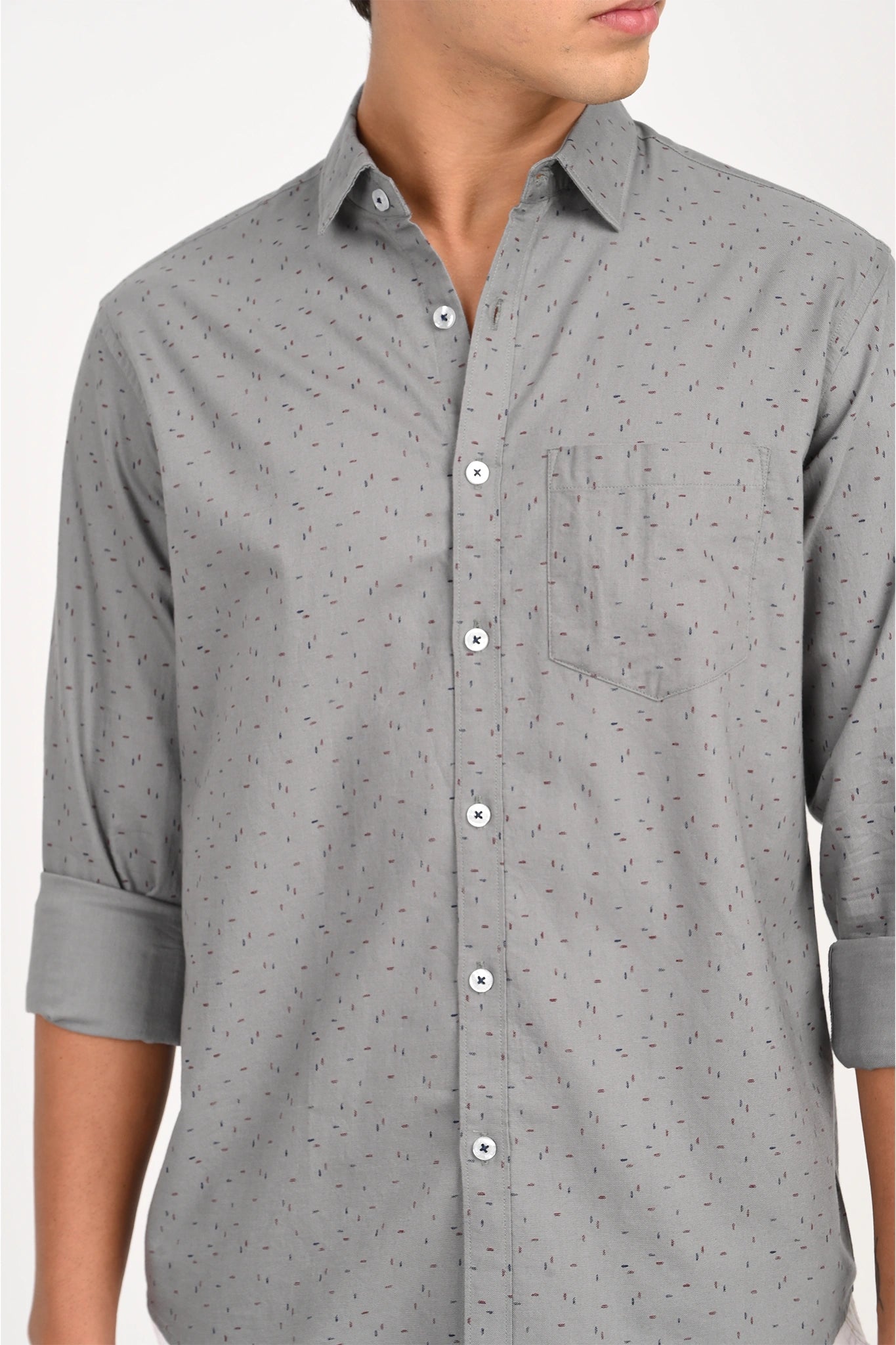 OXFORD COTTON GREY COLOR PRINTED SHIRT