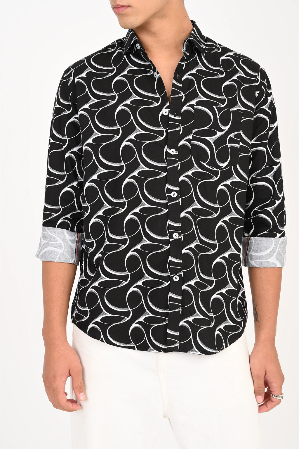 OXFORD COTTON BLACK COLOR PRINTED SHIRT