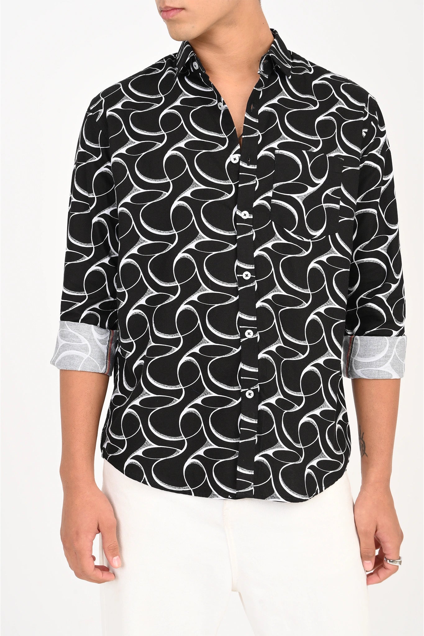 OXFORD COTTON BLACK COLOR PRINTED SHIRT