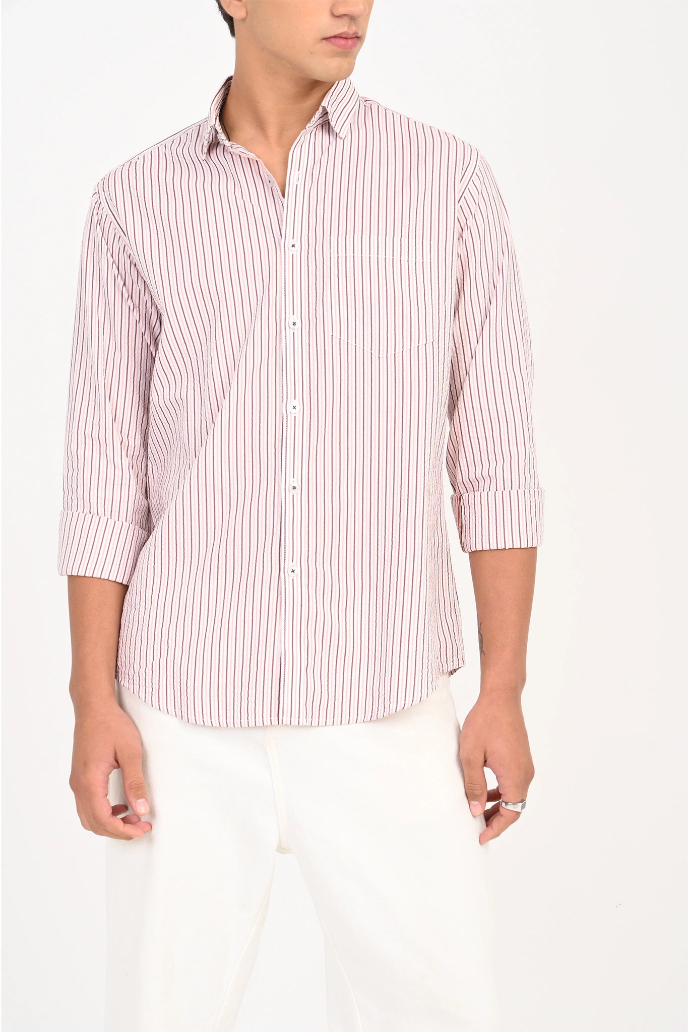 SEER SUCKER PINK STRIPES