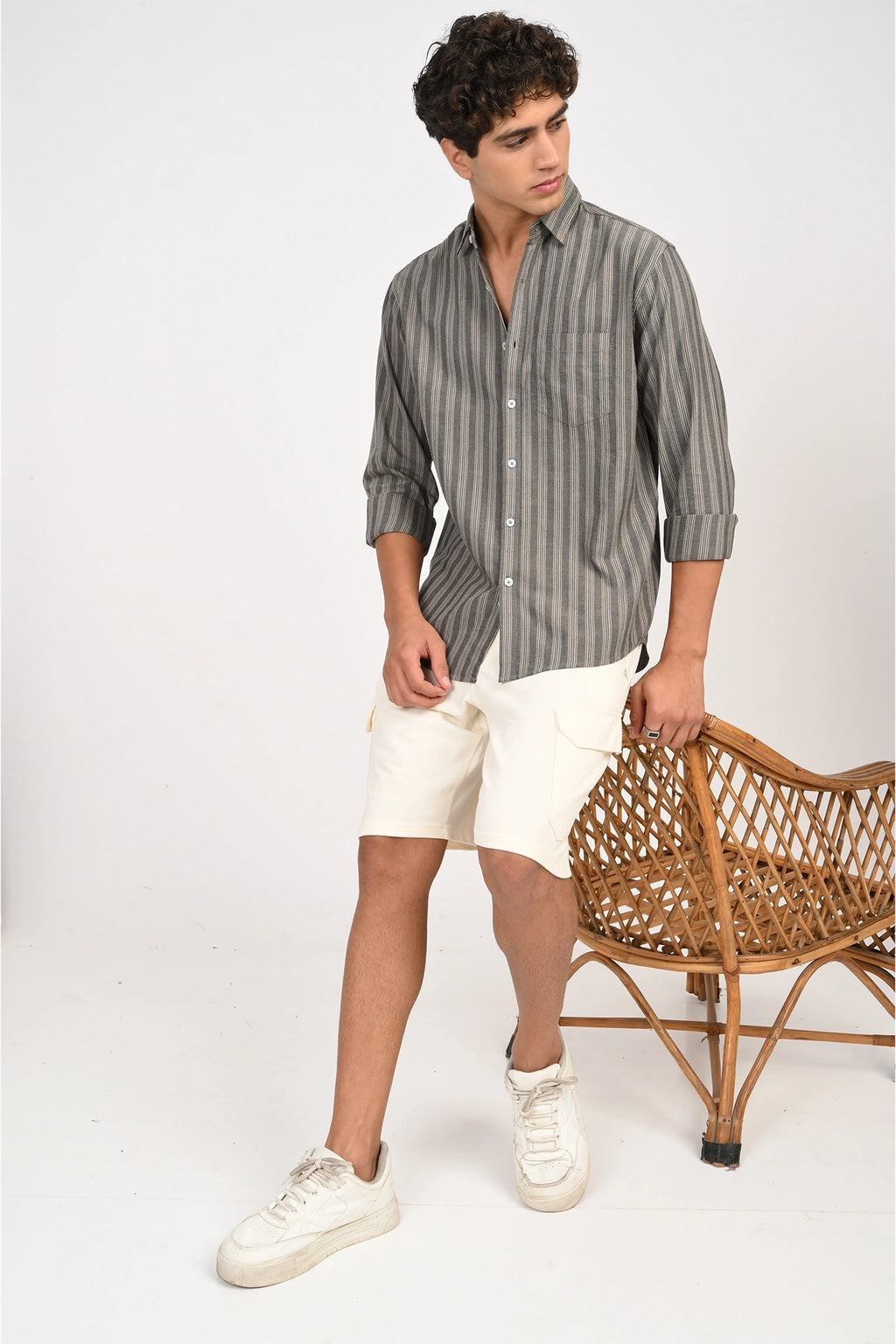 OXFORD DARK GREY COLOR STRIPE SHIRT