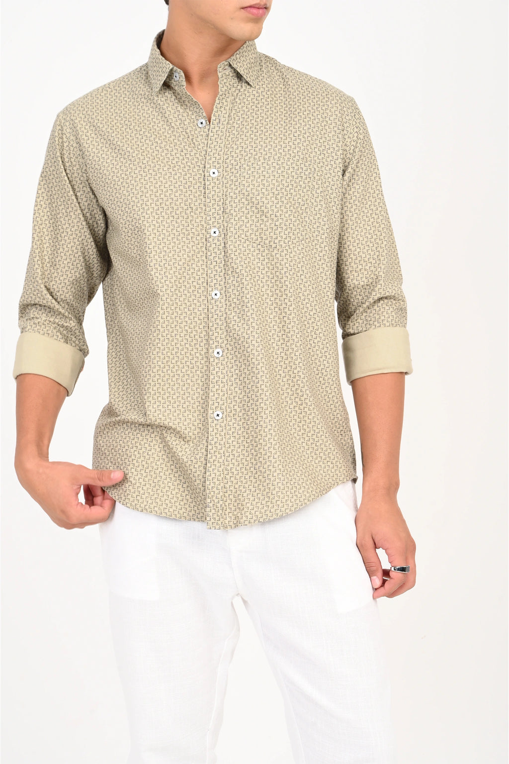 OXFORD COTTON ABSTRACT PRINTED SHIRT