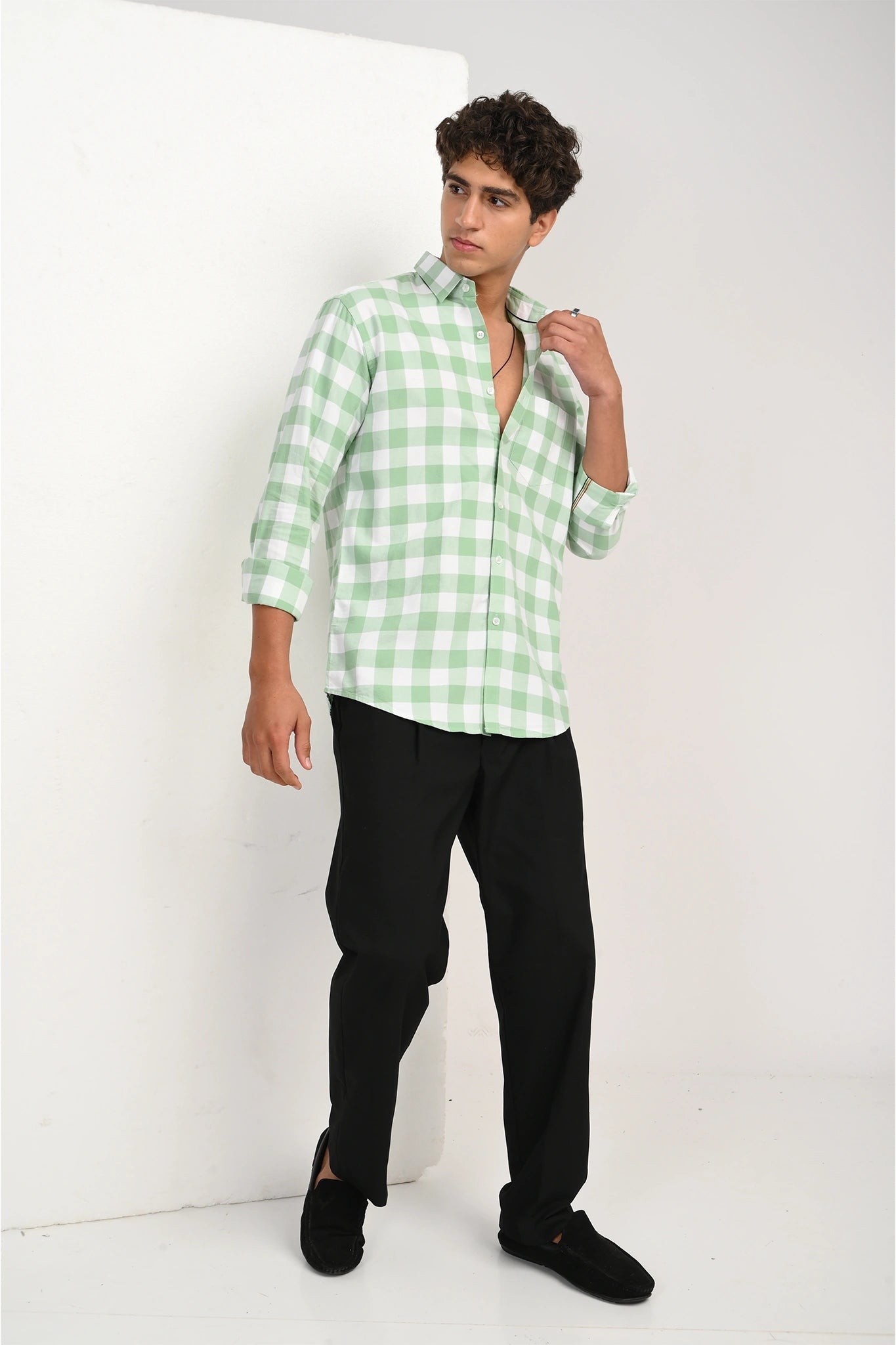 OXFORD GREEN COLOR CHECKED SHIRT