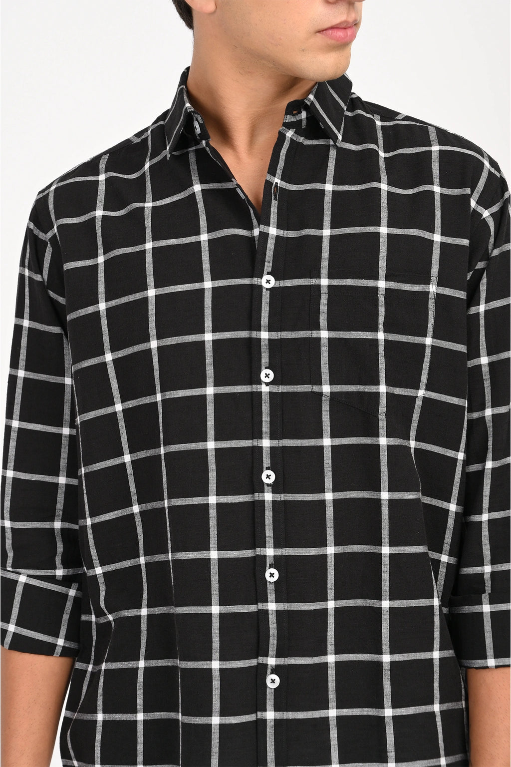 LINEN BLACK CHECKED SHIRT