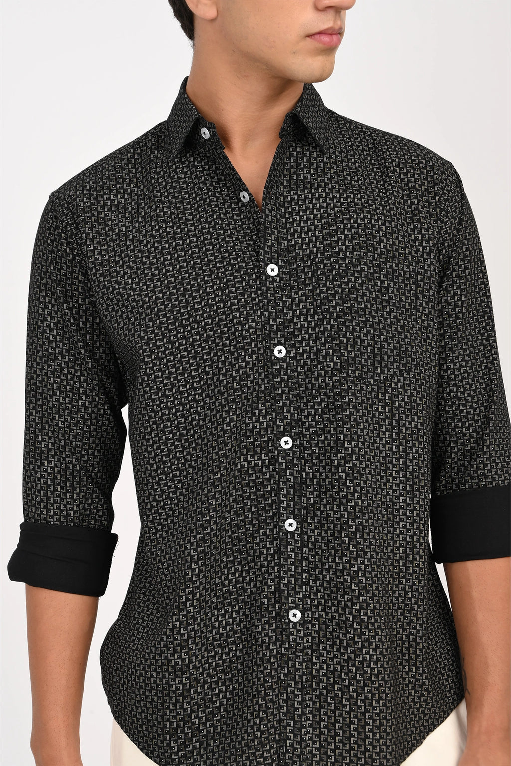 OXFORD COTTON ABSTRACT PRINTED SHIRT