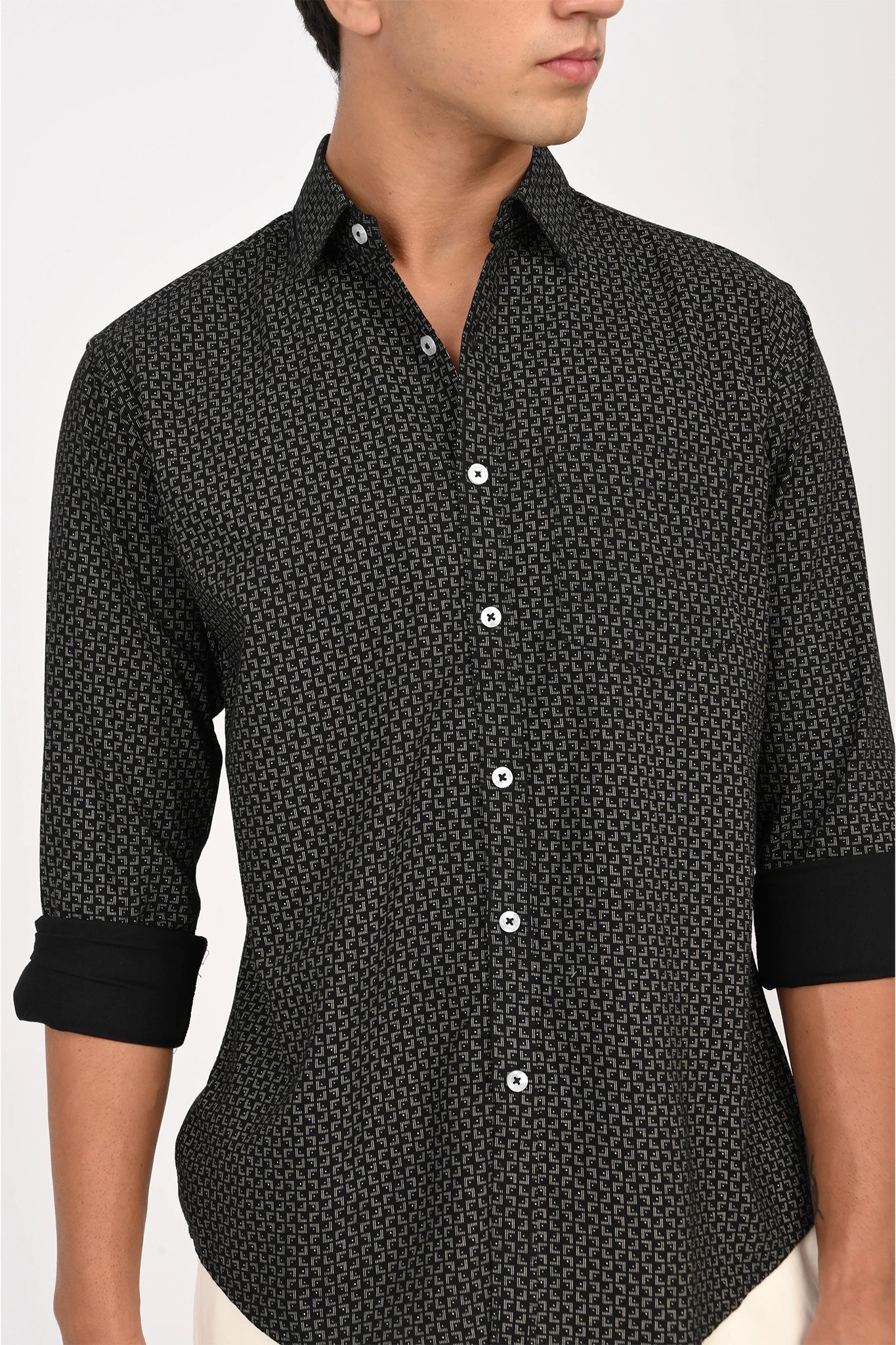OXFORD COTTON ABSTRACT PRINTED SHIRT