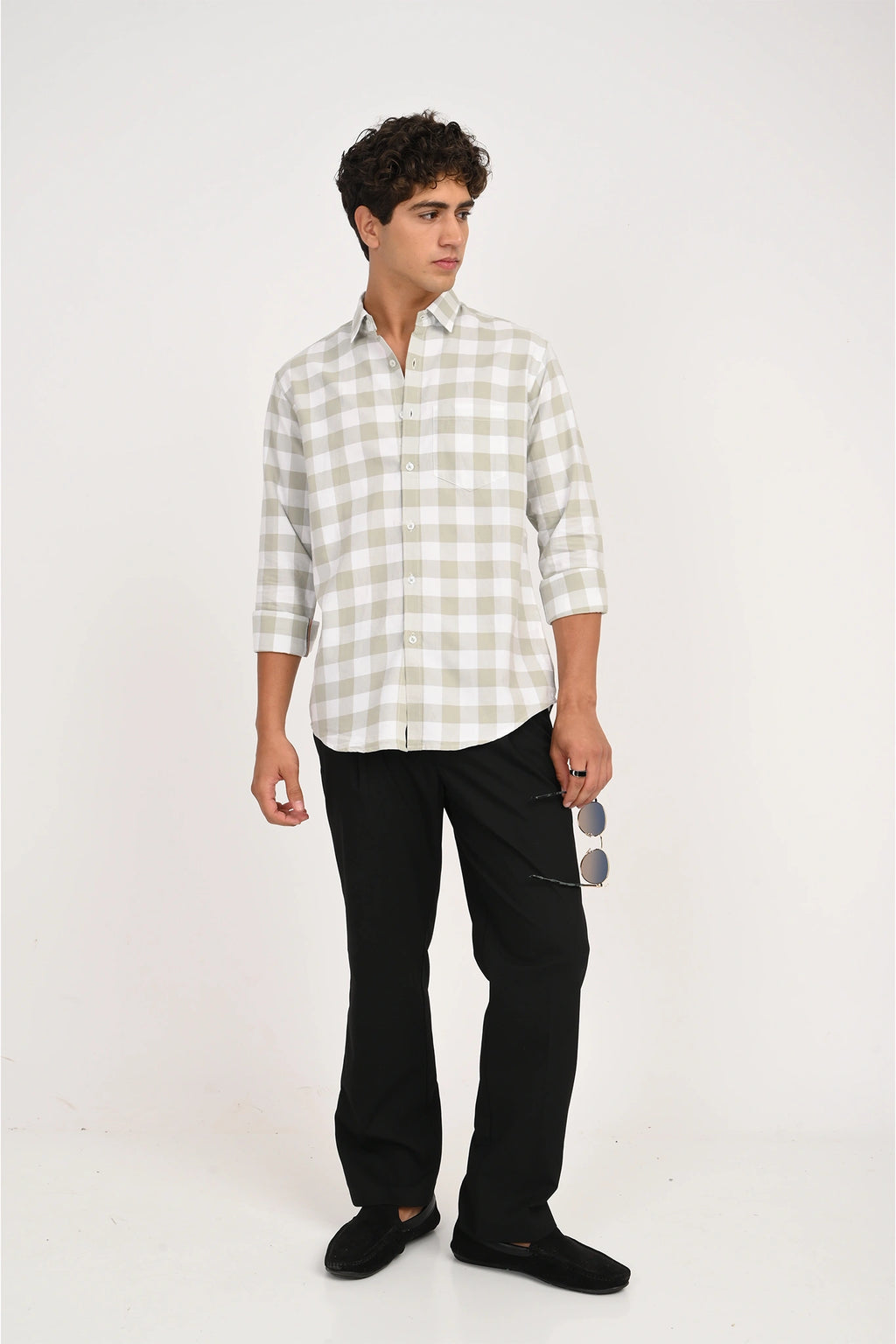 OXFORD COTTON LIGHT BROWN COLOR CHECKED SHIRT