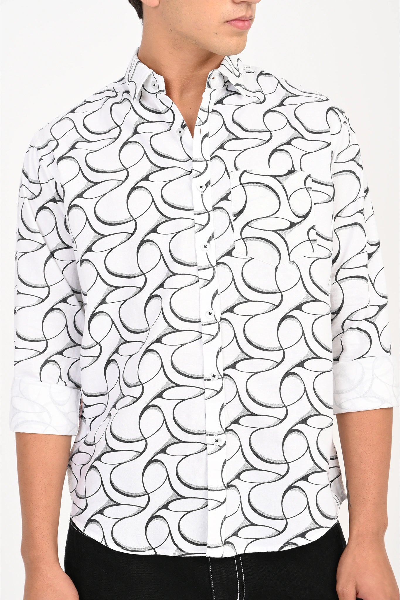 OXFORD COTTON WHITE COLOR PRINTED SHIRT