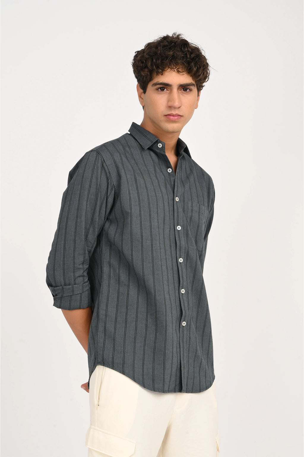OXFORD CHARCOAL GREY COLOR STRIPE SHIRT