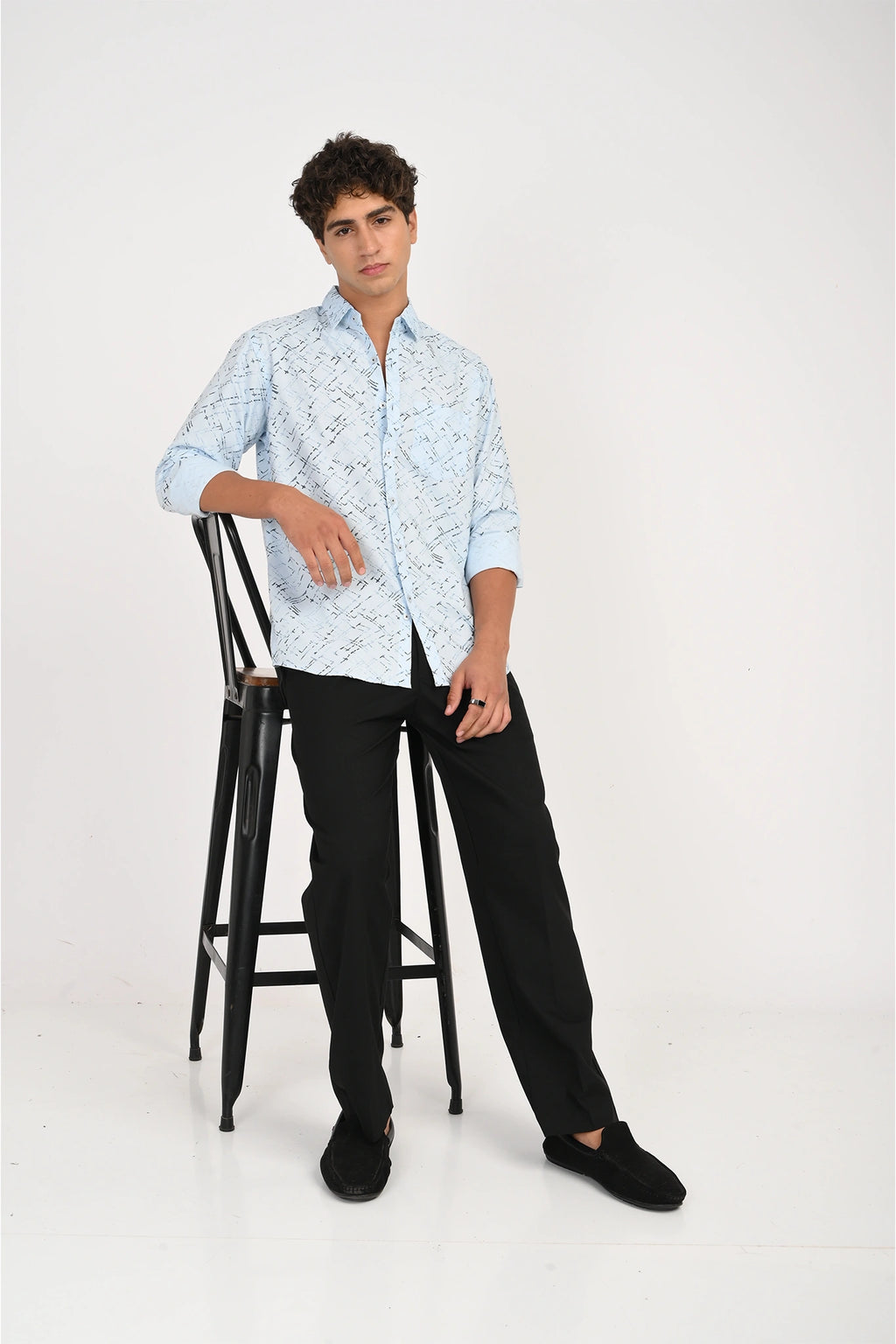 OXFORD COTTON SKY BLUE COLOR PRINTED SHIRT