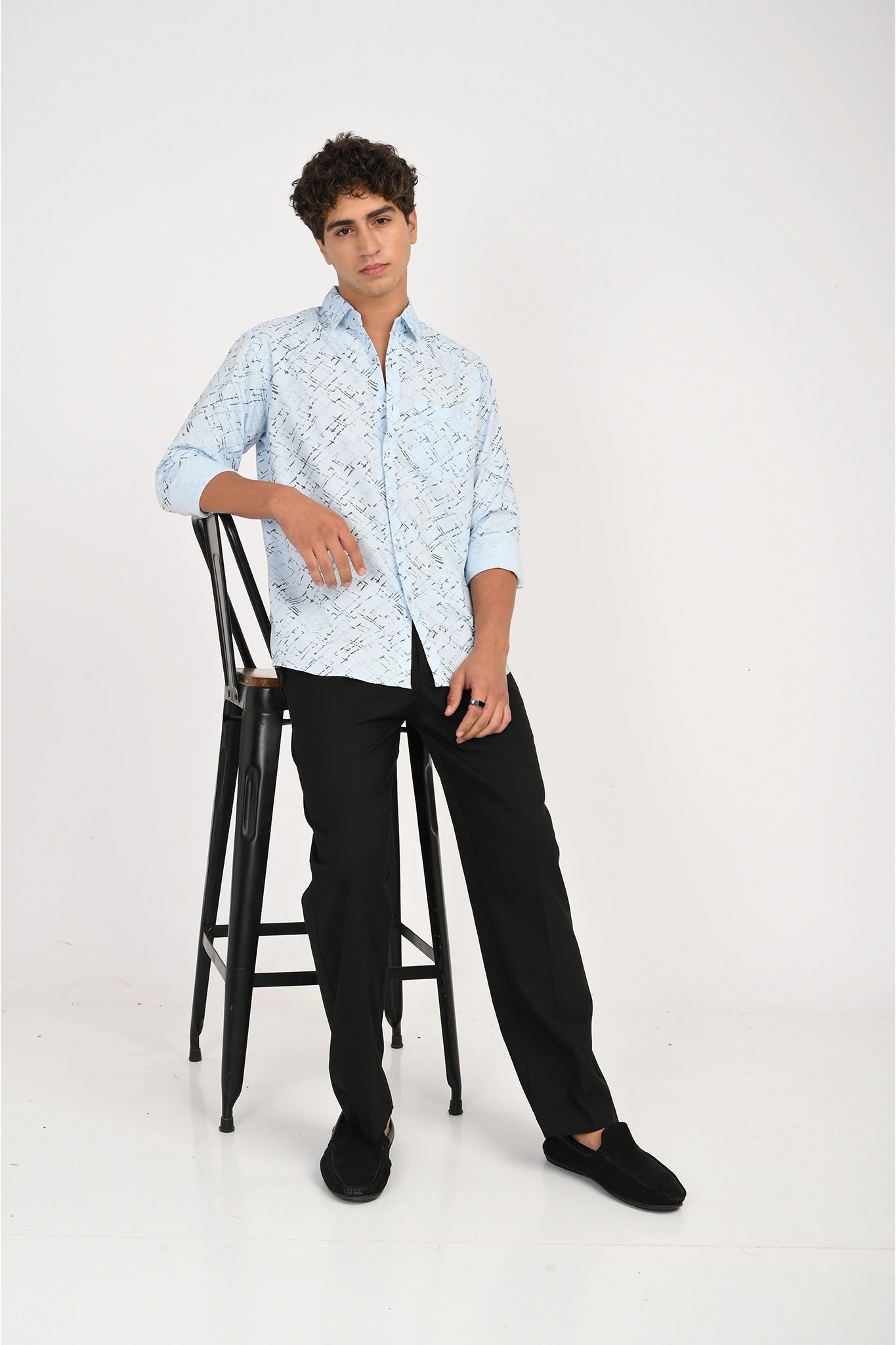 OXFORD COTTON SKY BLUE COLOR PRINTED SHIRT