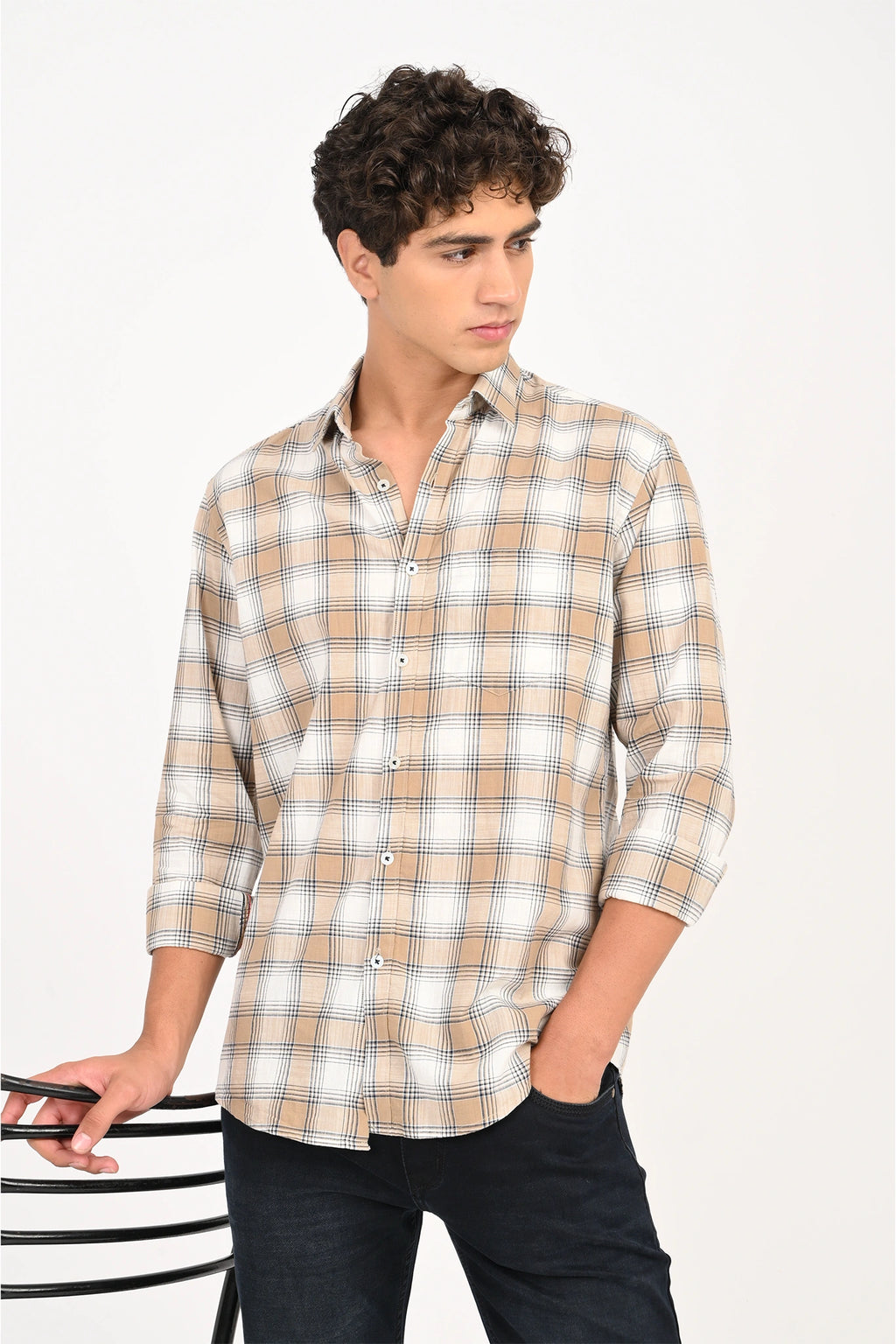 LIGHT MUSTARD COLOR CHECKED SHIRT