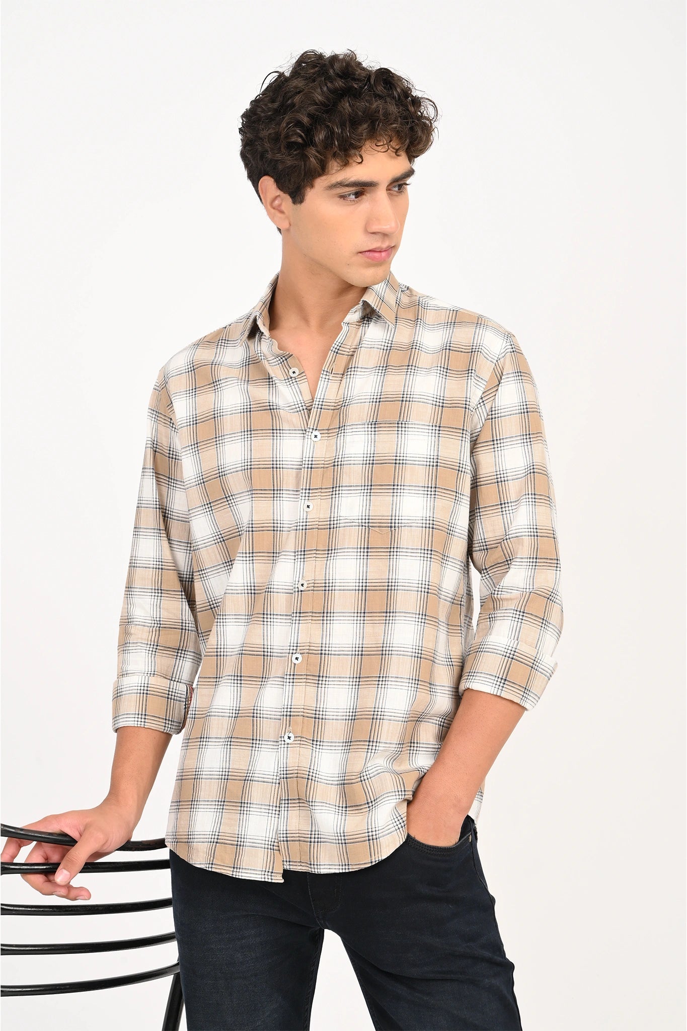 LIGHT MUSTARD COLOR CHECKED SHIRT