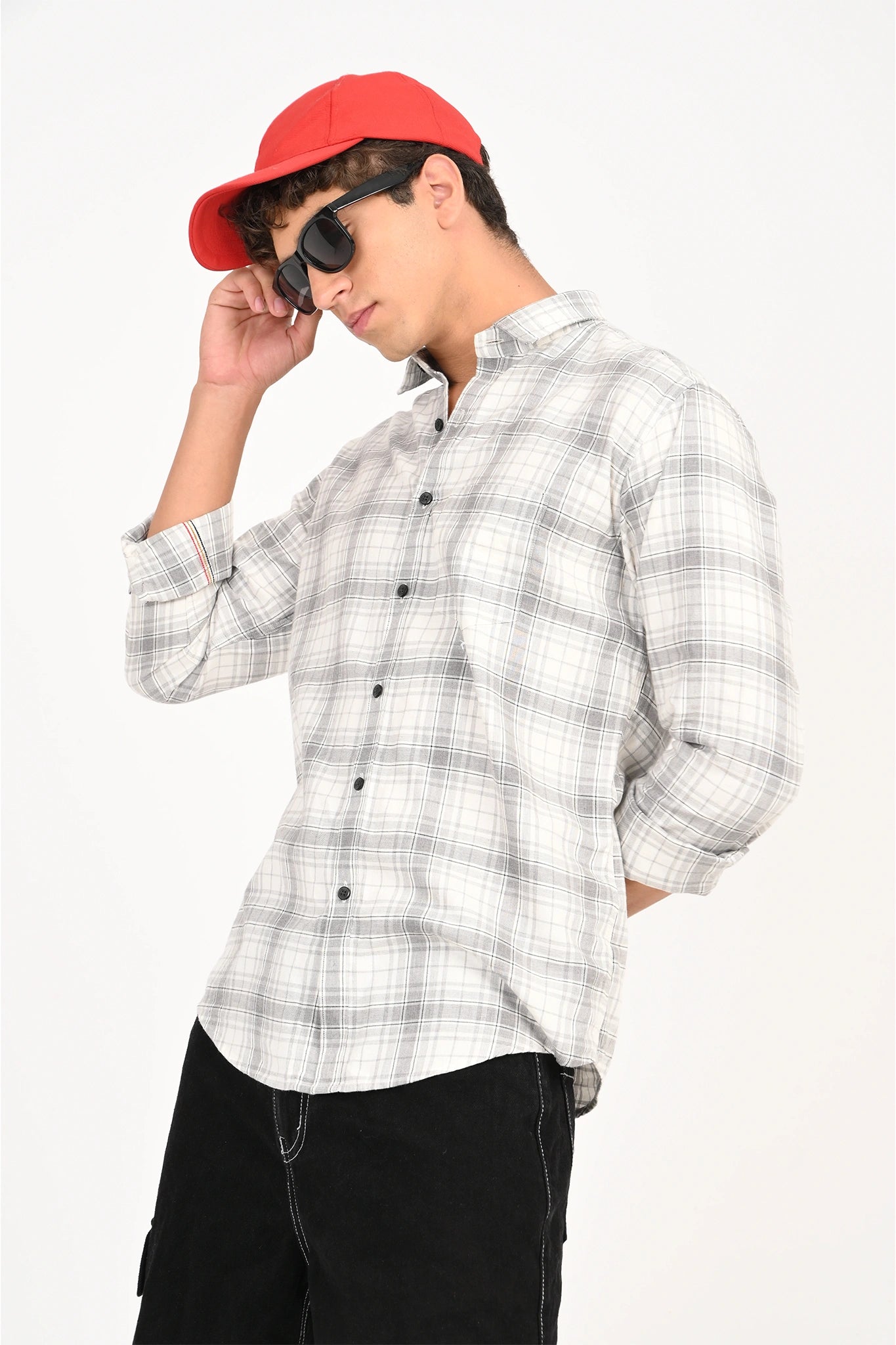 HALF WHITE CHECKED SHIRT