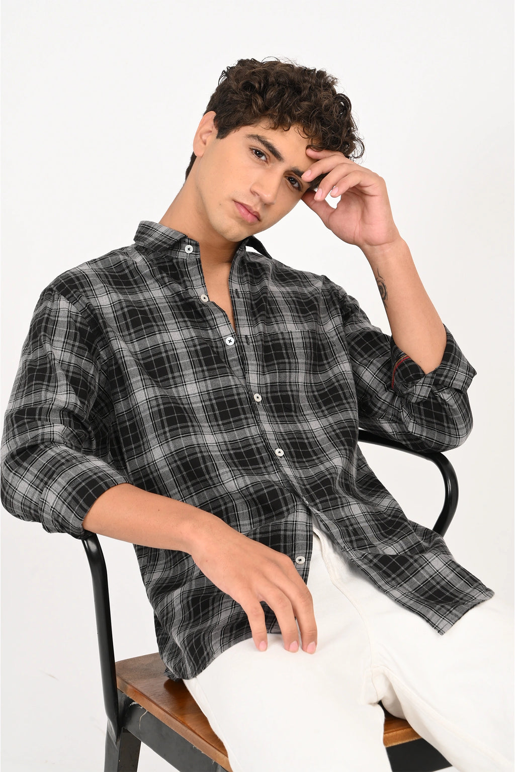 BLACK CHECKED SHIRT