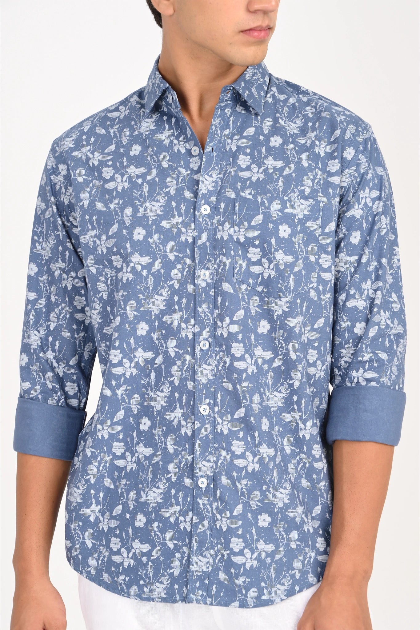 OXFORD COTTON BLUE COLOR PRINTED SHIRT