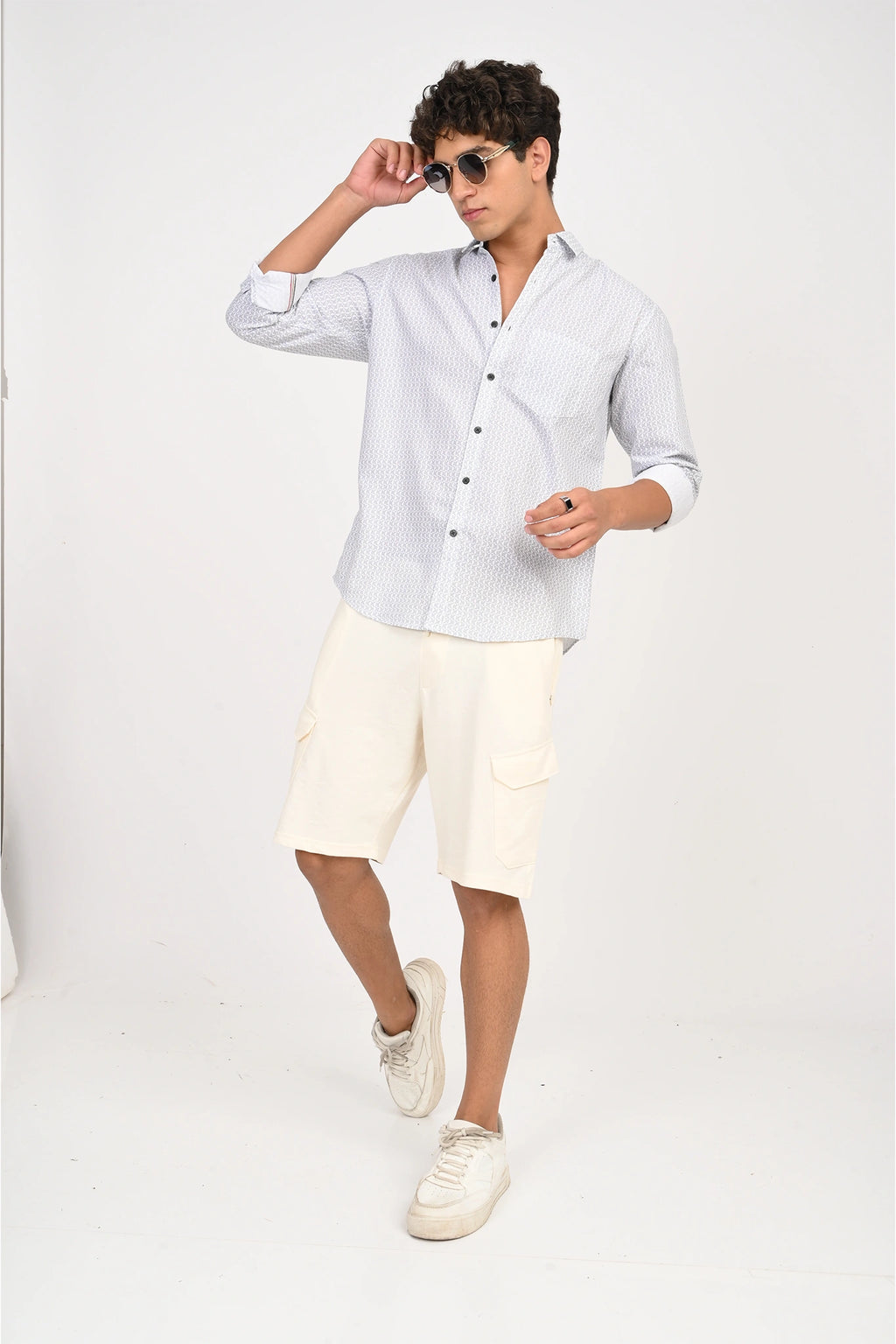 OXFORD COTTON WHITE PRINTED SHIRT