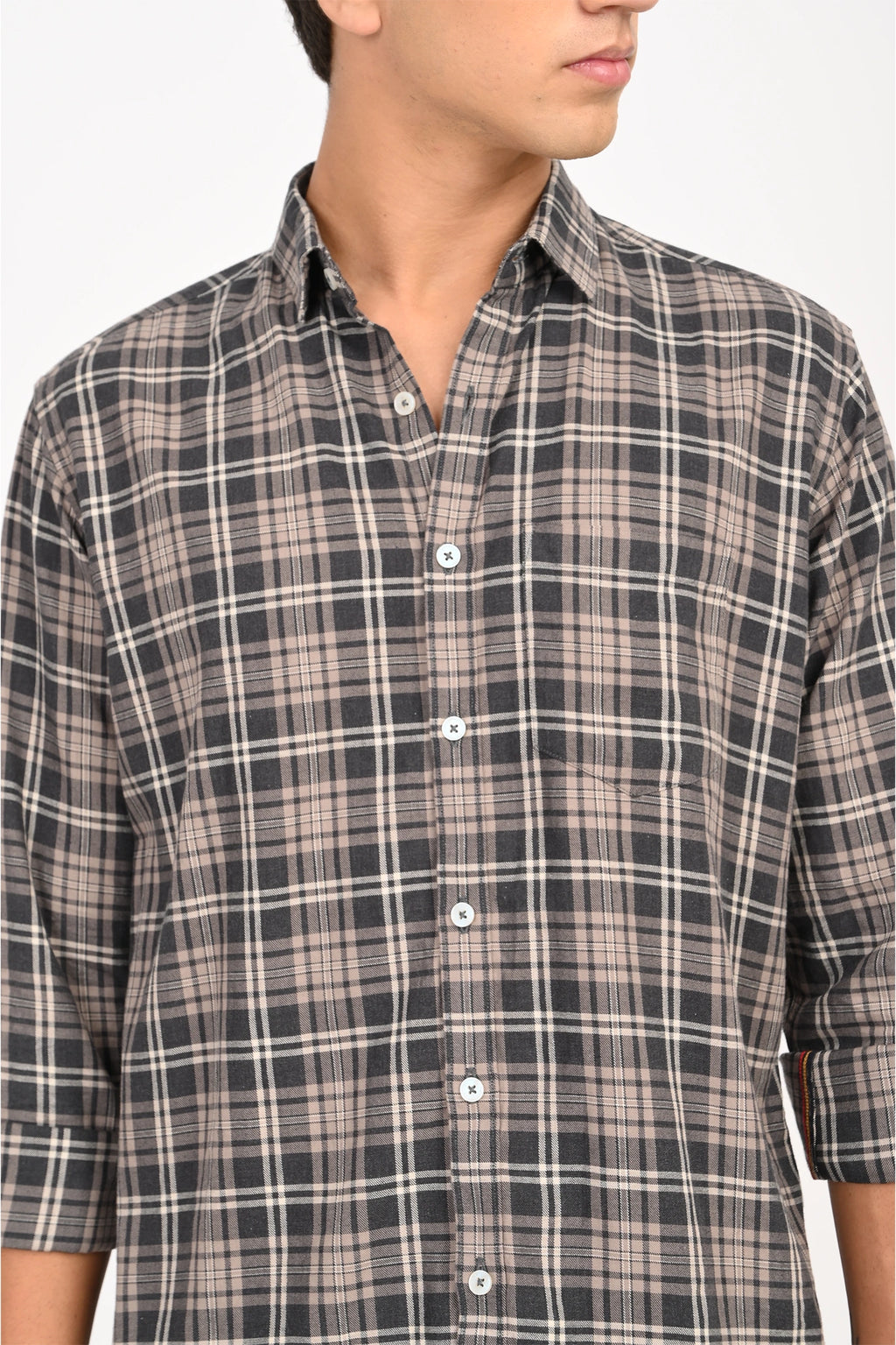 BROWN COLOR CHECKED SHIRT