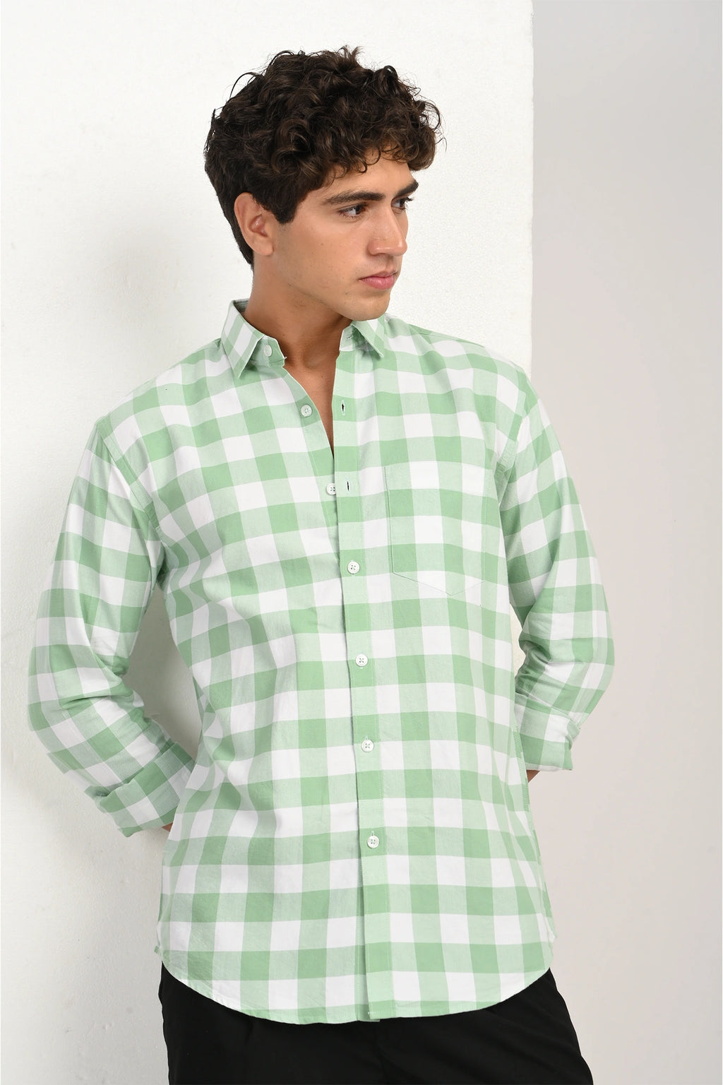 OXFORD GREEN COLOR CHECKED SHIRT