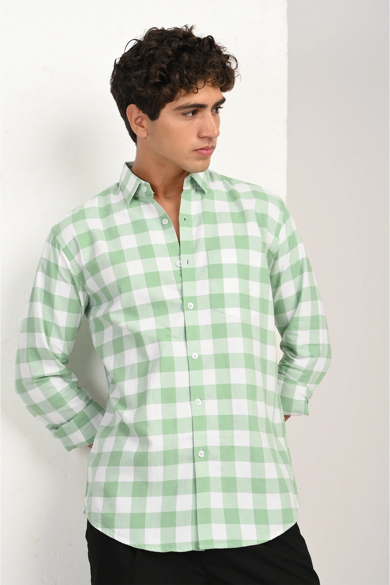 OXFORD GREEN COLOR CHECKED SHIRT