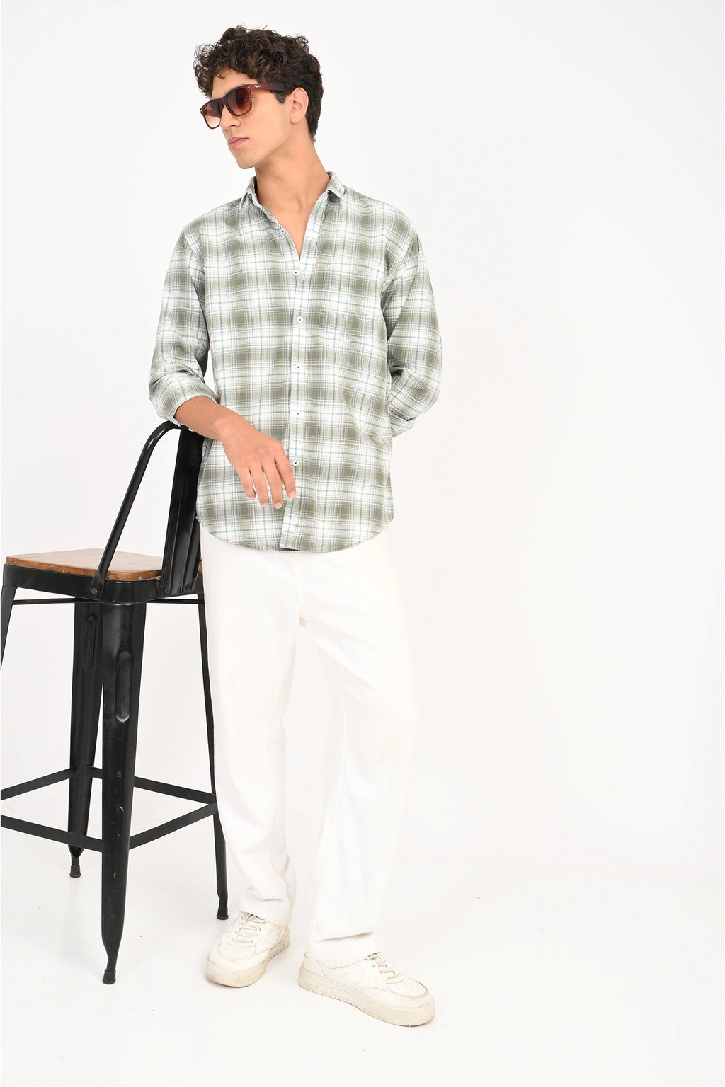 GREEN COLOR CHECKED SHIRT