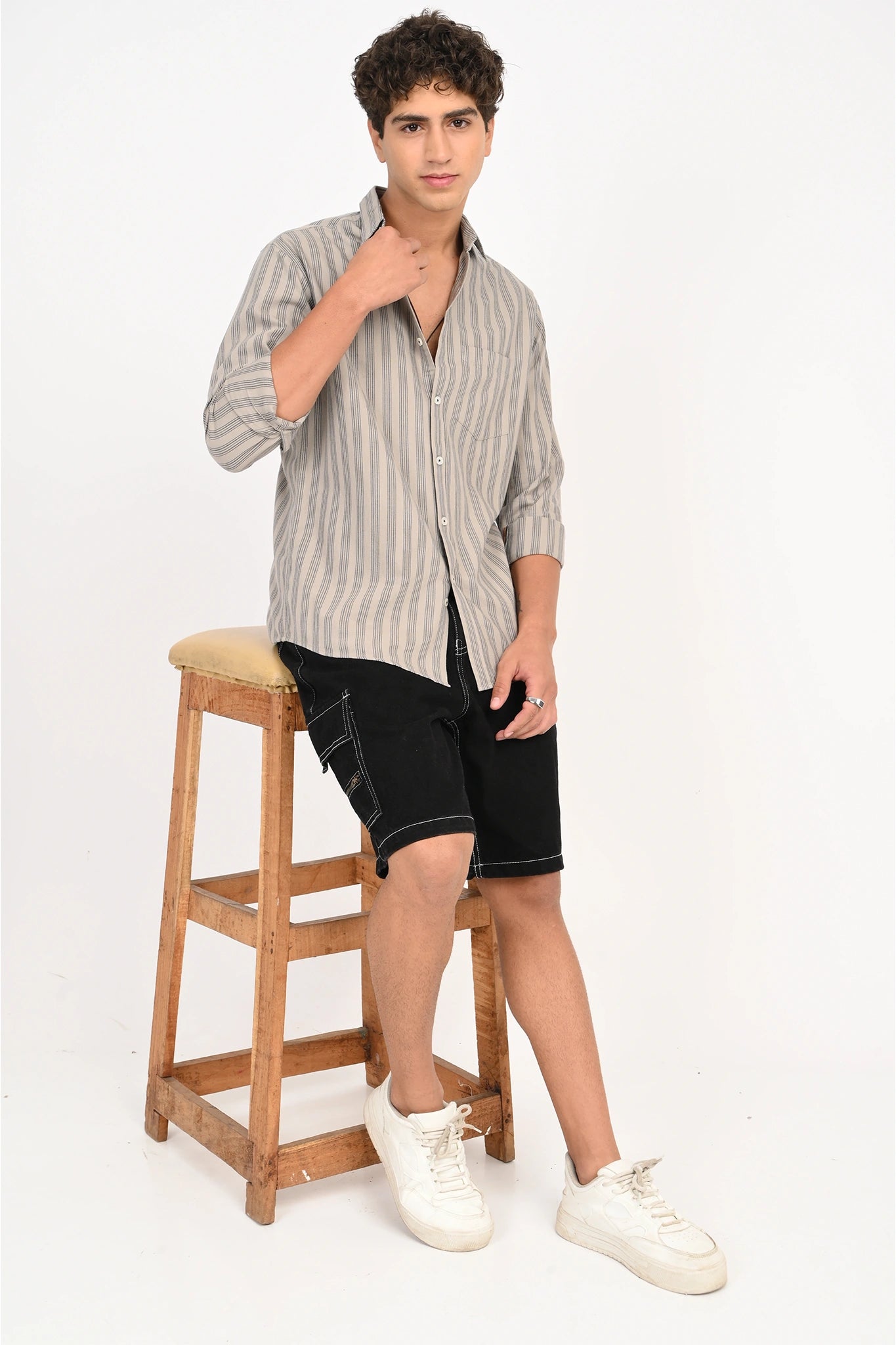 OXFORD GREY COLOR STRIPE SHIRT