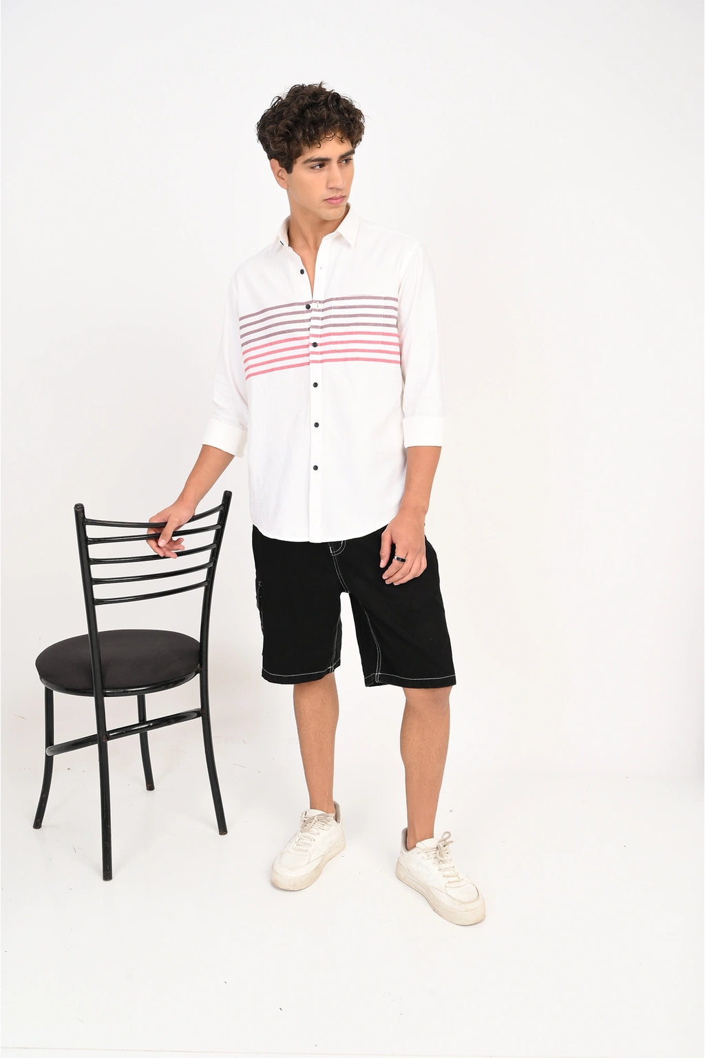 OXFORD COTTON WHITE COLOR CHEST PANEL SHIRT