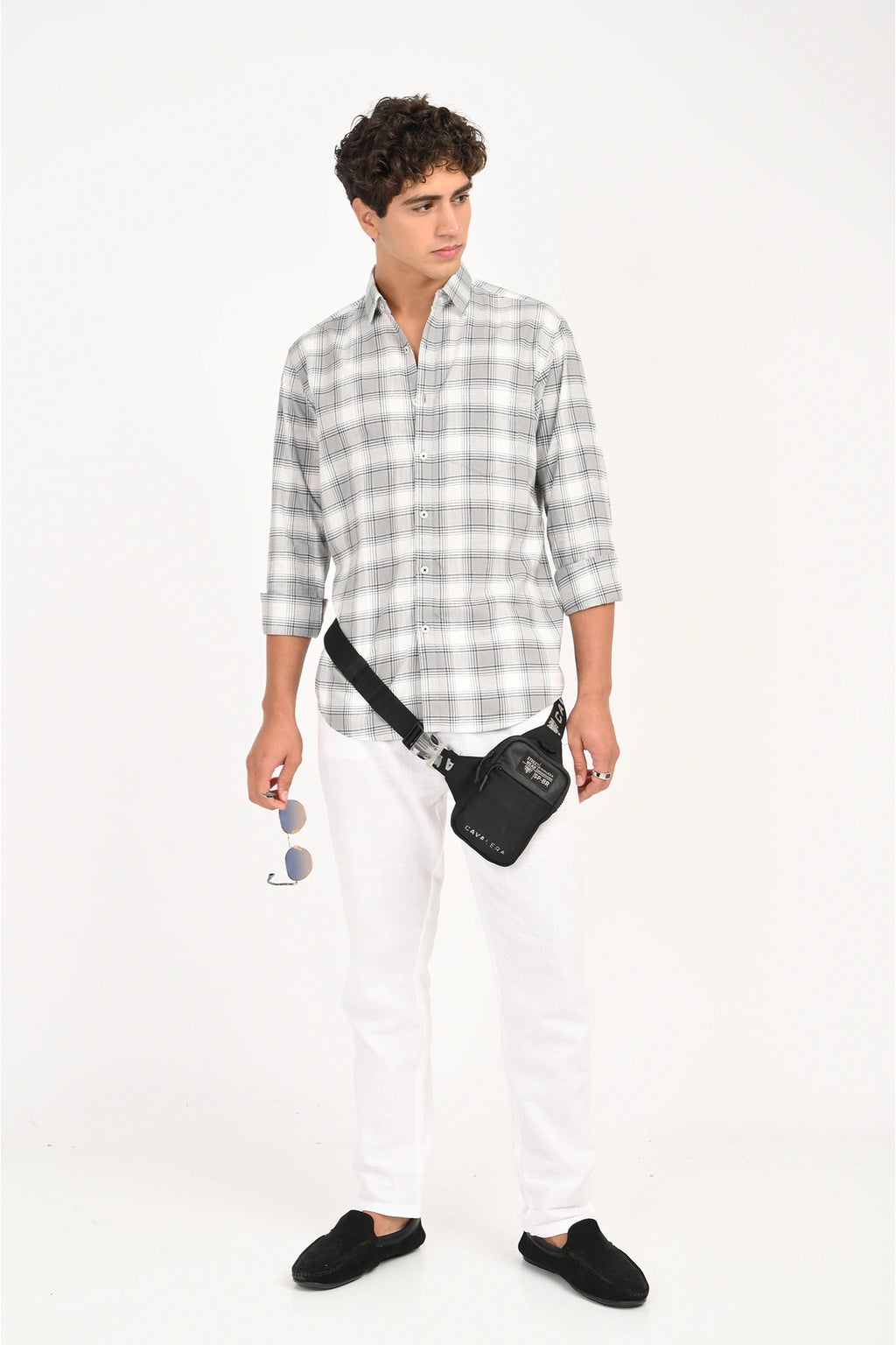 LIGHT GREY COLOR CHECKED SHIRT
