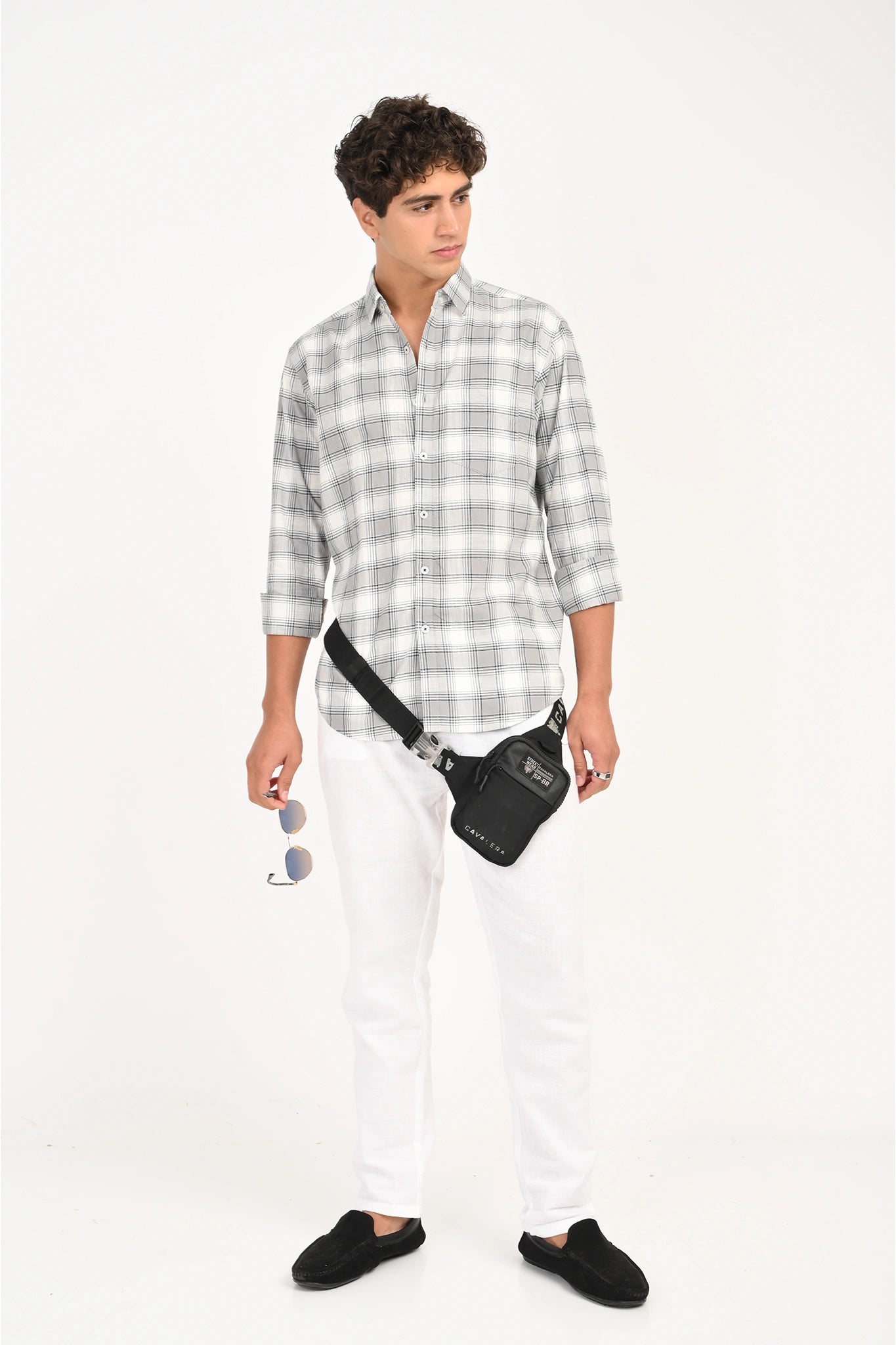 LIGHT GREY COLOR CHECKED SHIRT