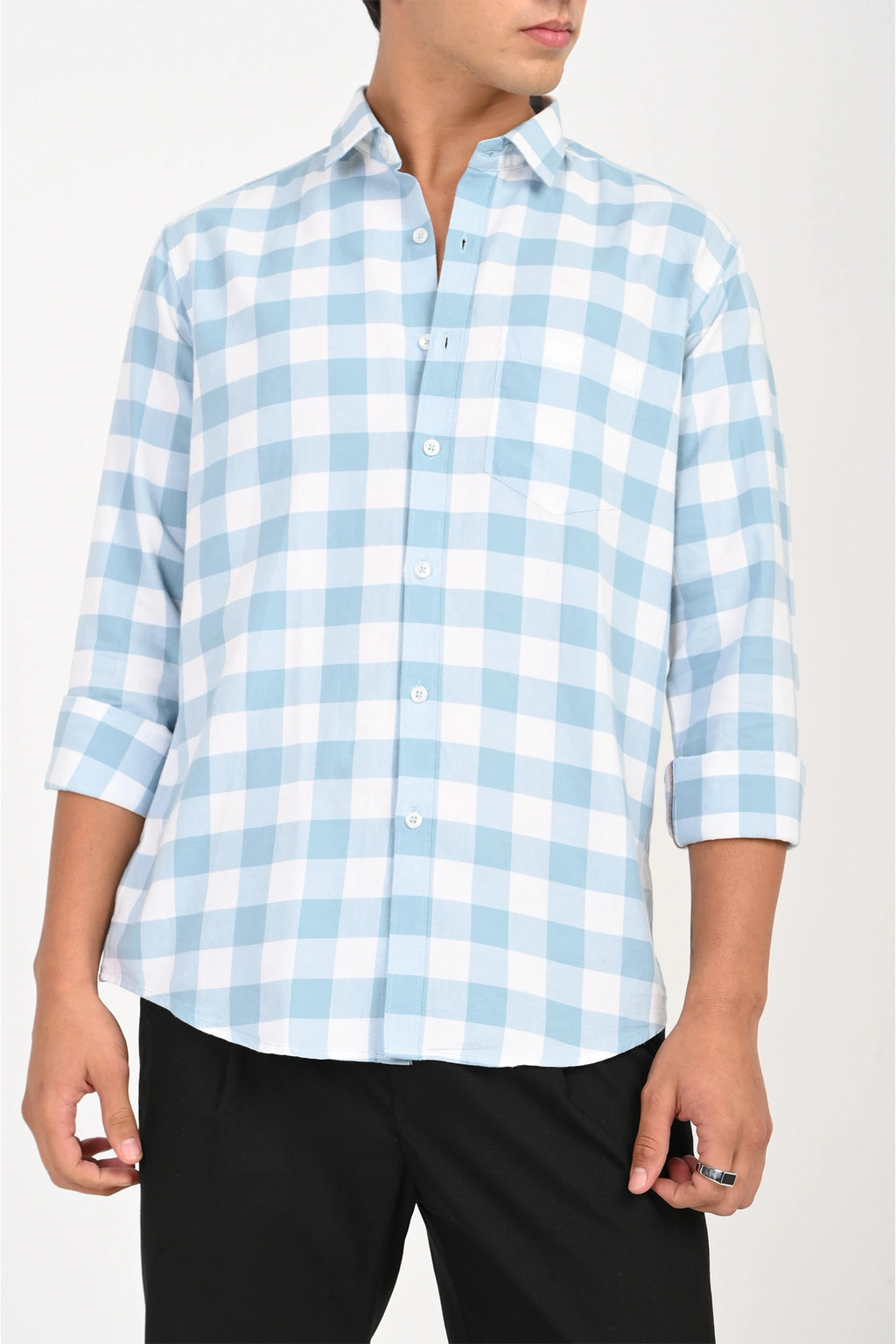 OXFORD SKY BLUE COLOR CHECKED SHIRT