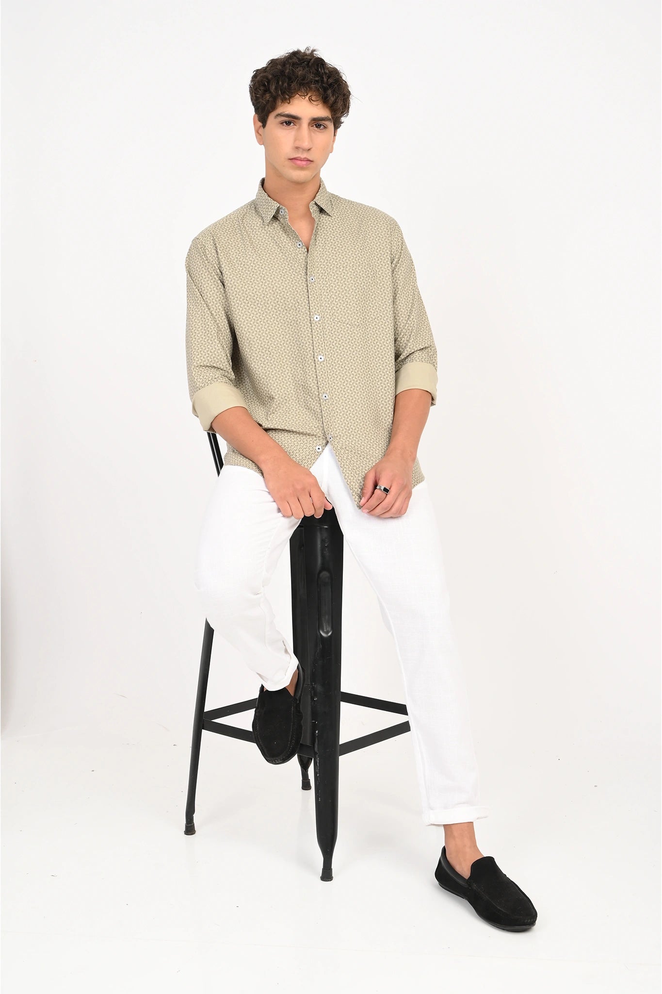 OXFORD COTTON ABSTRACT PRINTED SHIRT