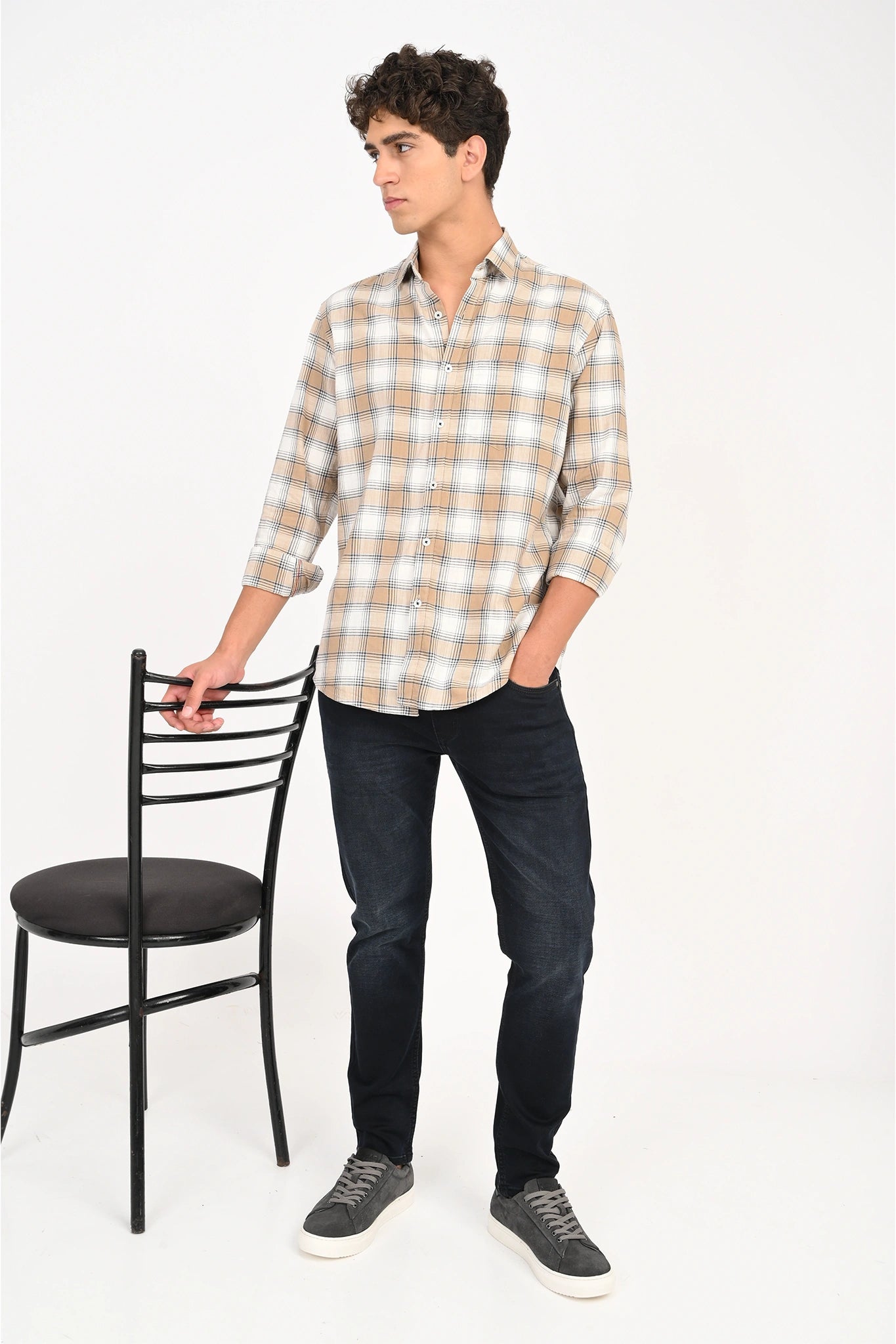 LIGHT MUSTARD COLOR CHECKED SHIRT