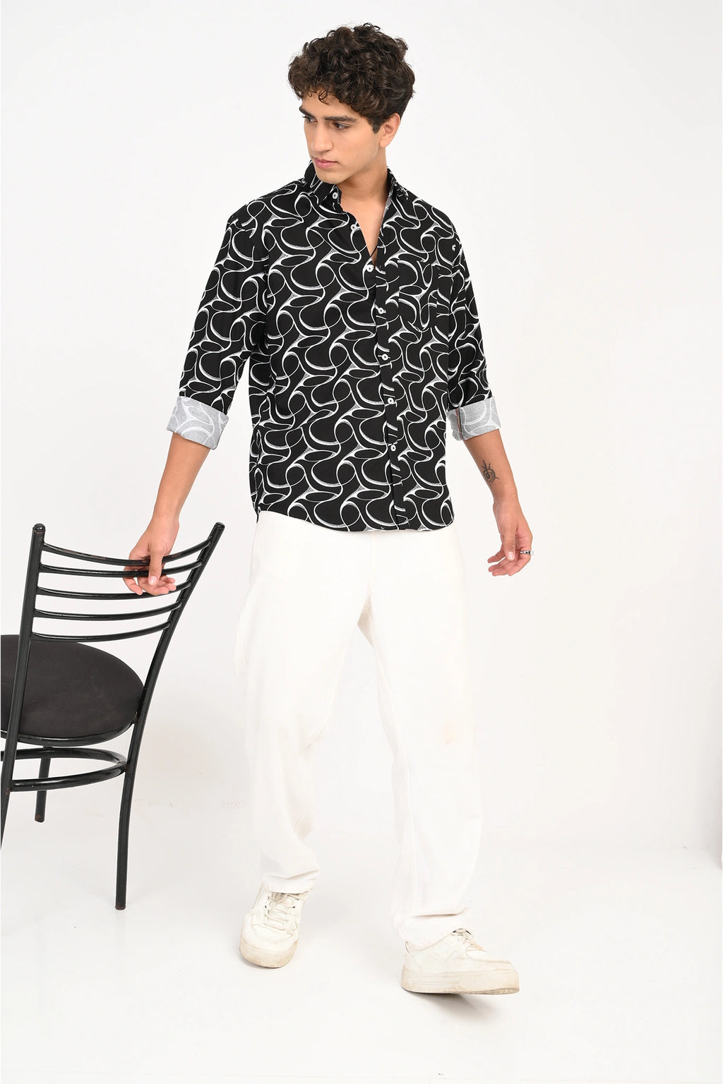 OXFORD COTTON BLACK COLOR PRINTED SHIRT