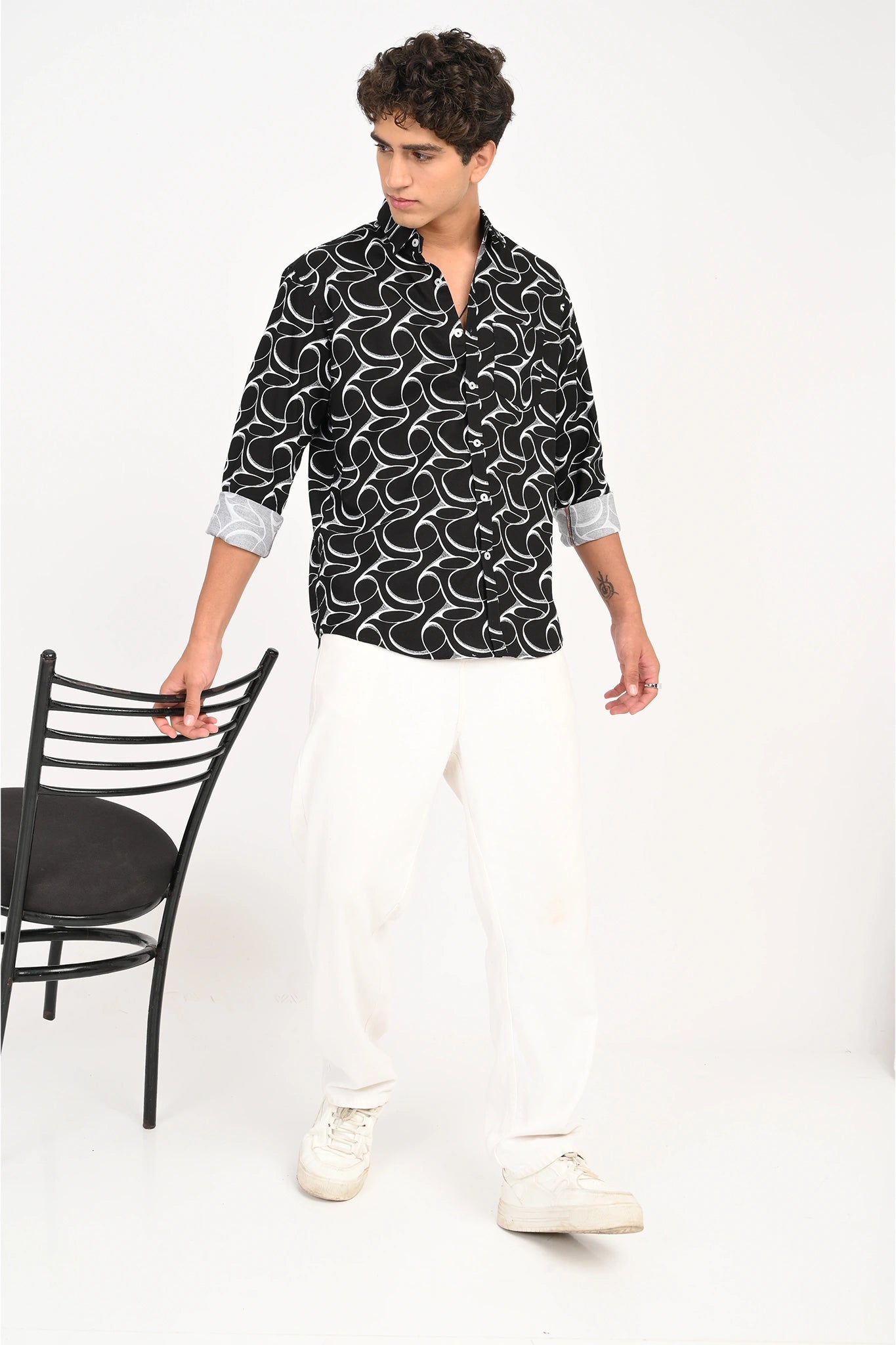 OXFORD COTTON BLACK COLOR PRINTED SHIRT