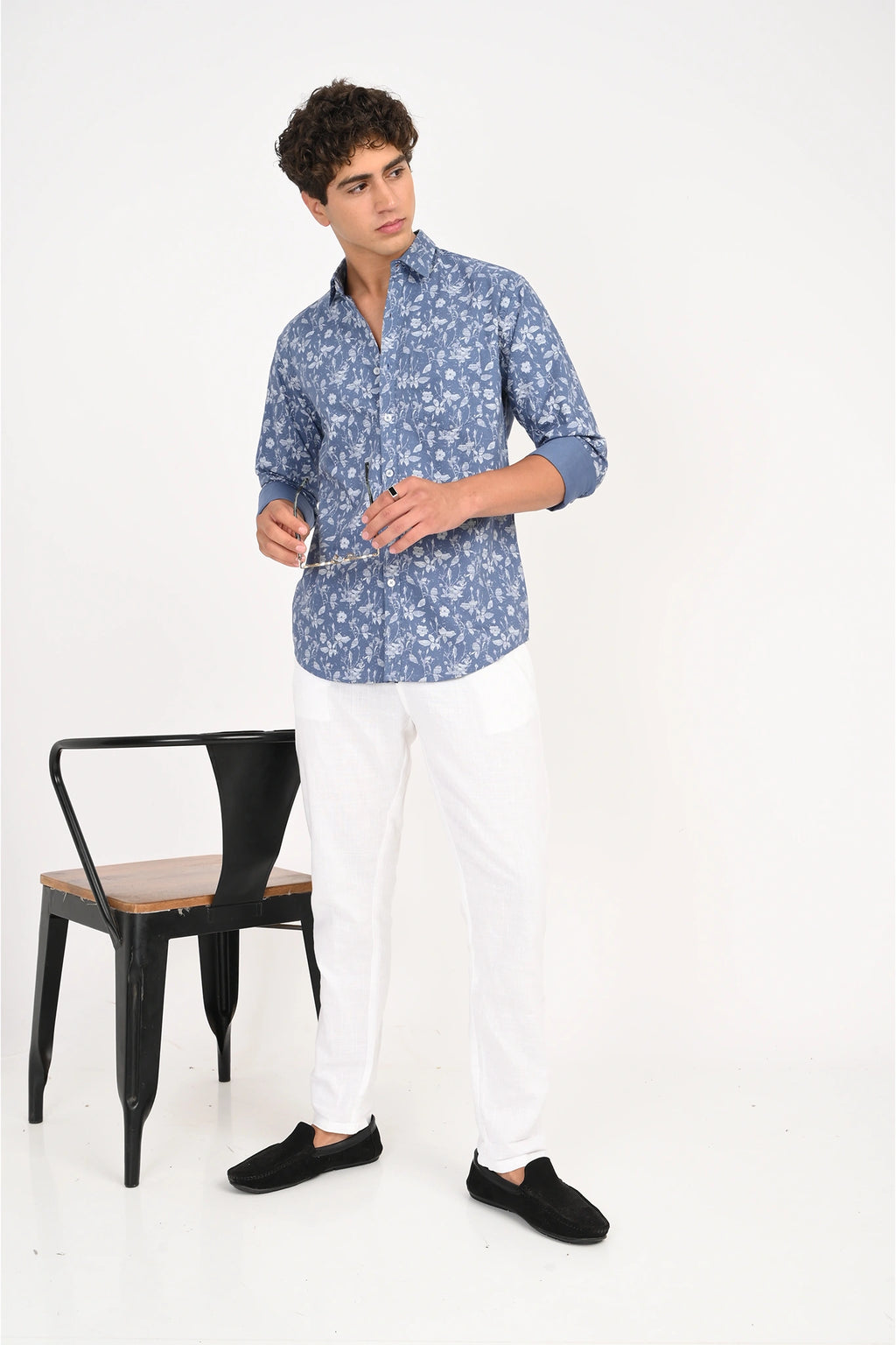 OXFORD COTTON BLUE COLOR PRINTED SHIRT