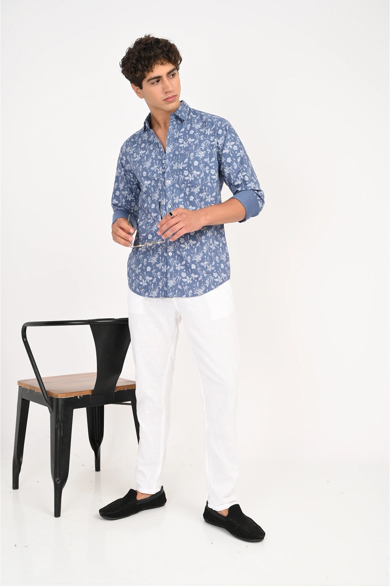 OXFORD COTTON BLUE COLOR PRINTED SHIRT