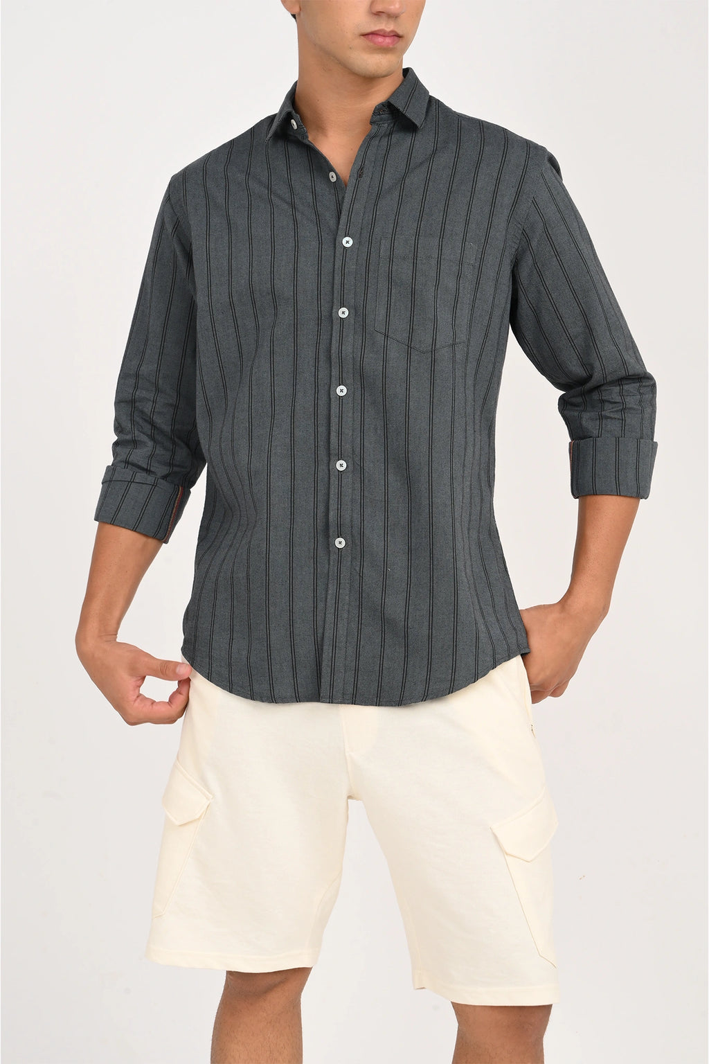 OXFORD CHARCOAL GREY COLOR STRIPE SHIRT
