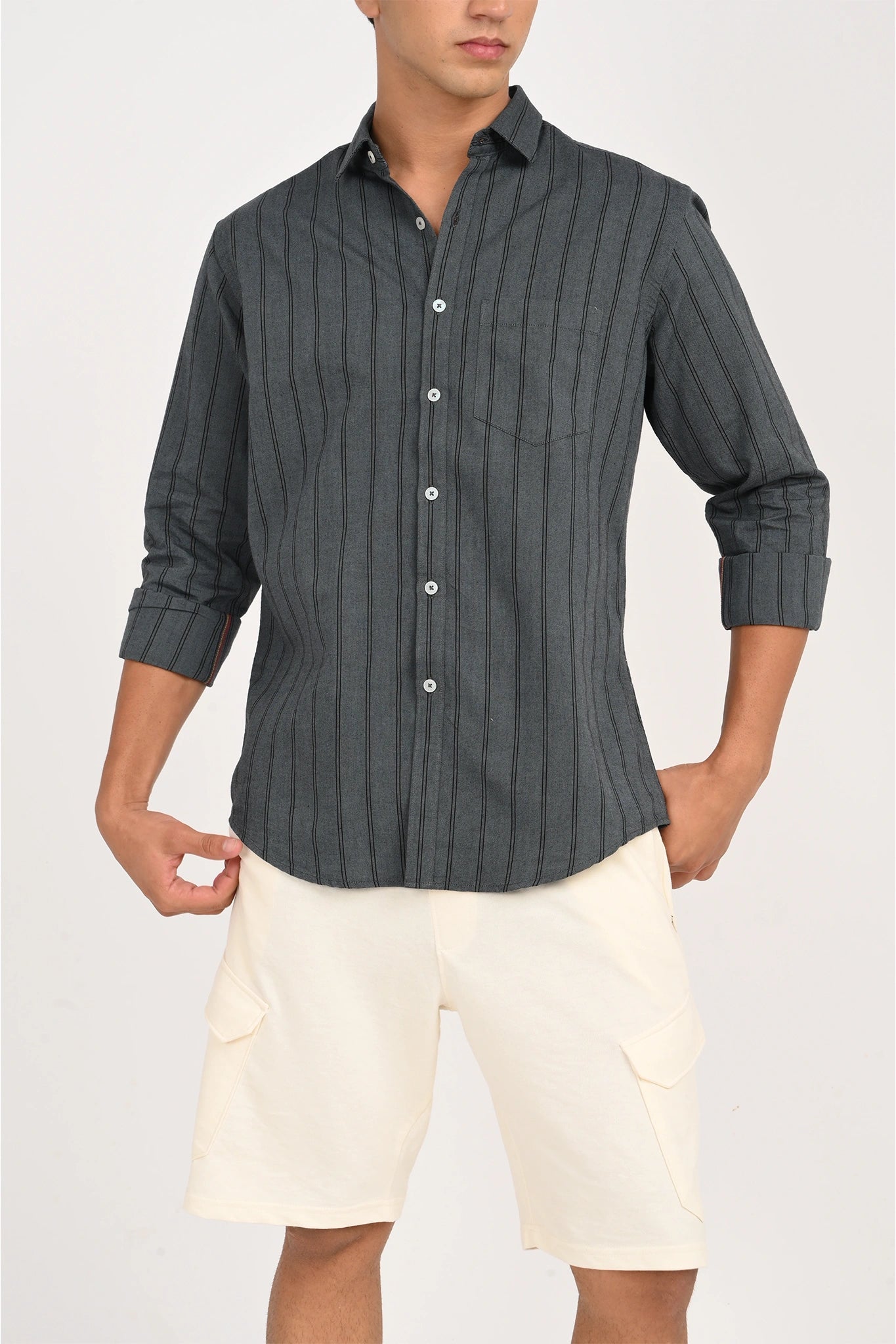 OXFORD CHARCOAL GREY COLOR STRIPE SHIRT