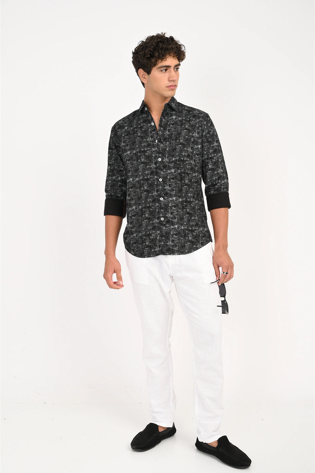 OXFORD COTTON BLACK PRINTED SHIRT